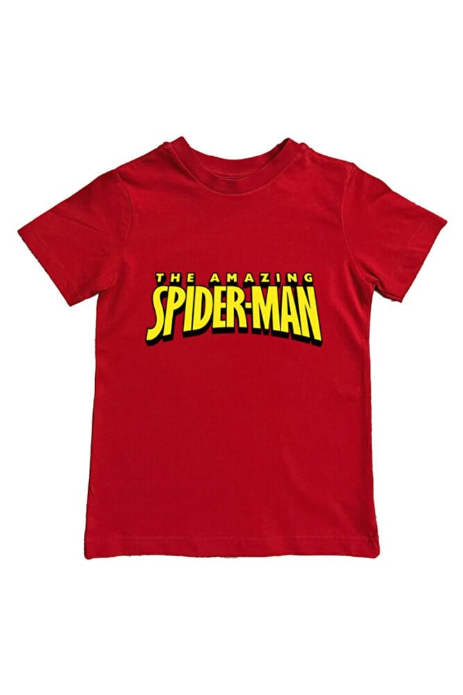 Spiderman baskılı örümcek adam pamuklu penye kumaş yazlık çocuk tişört
