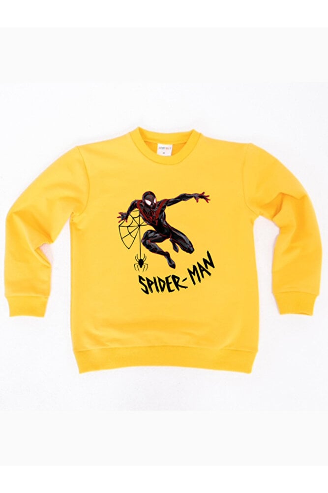 Spiderman baskılı örümcek adam pamuklu kumaş çocuk sweatshirt