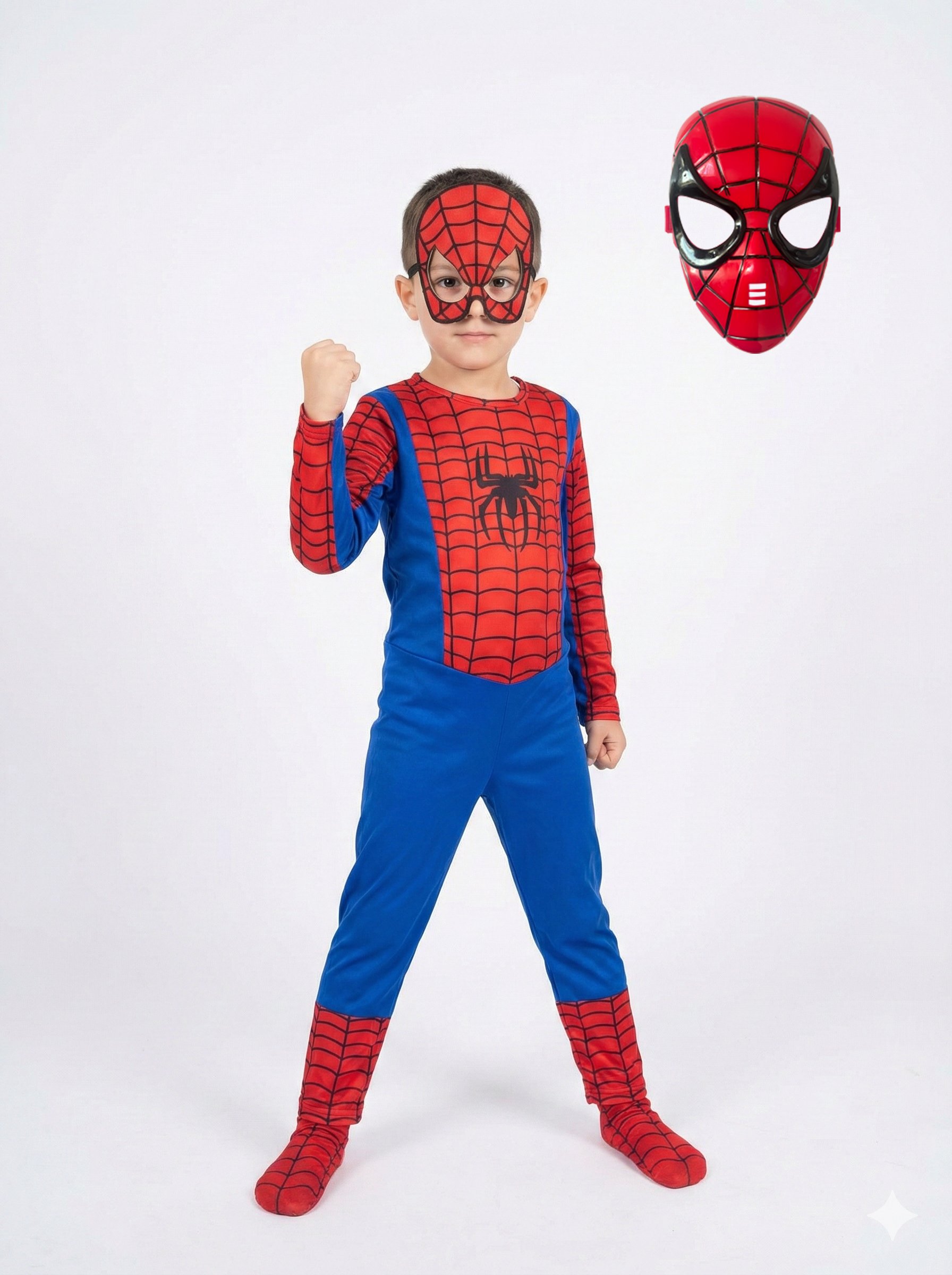 Spiderman Kostümü Örümcek Adam Kostüm 2 Maskeli
