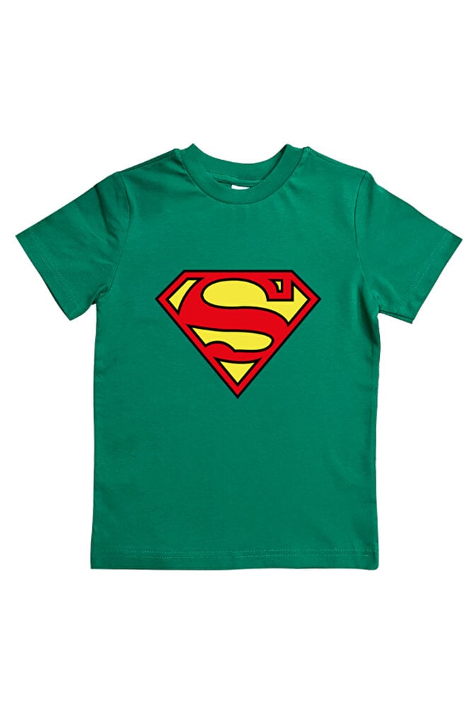 Superman baskılı pamuklu penye kumaş yazlık çocuk tişört