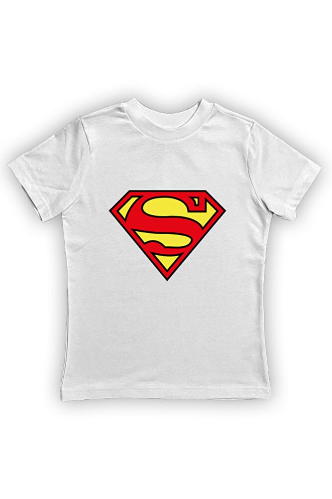 Superman baskılı pamuklu penye kumaş yazlık çocuk tişört