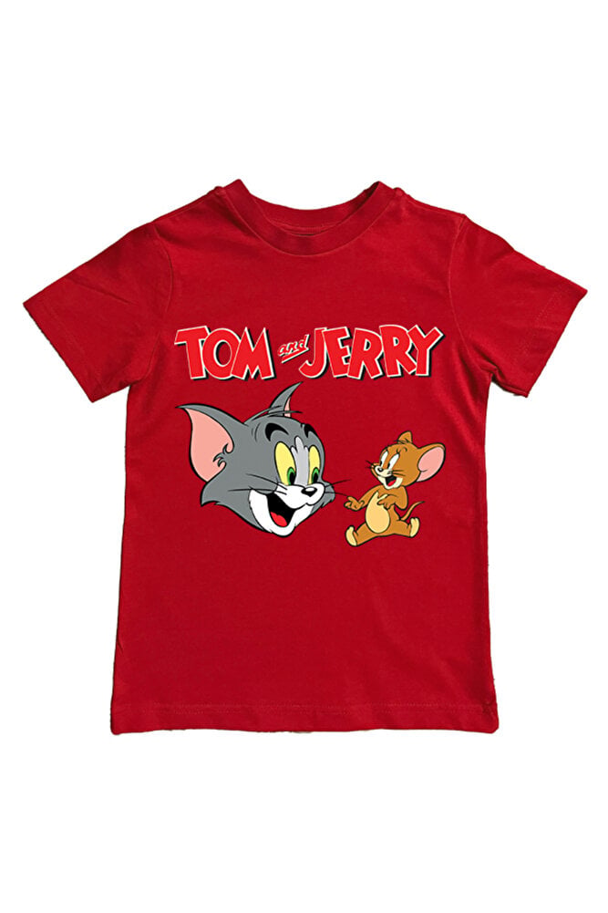 Tom & Jerry baskılı pamuklu penye kumaş yazlık çocuk tişört