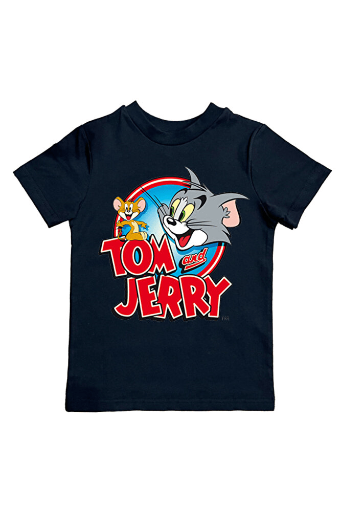 Tom & Jerry baskılı pamuklu penye kumaş yazlık çocuk tişört