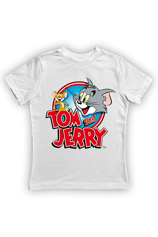 Tom & Jerry baskılı pamuklu penye kumaş yazlık çocuk tişört