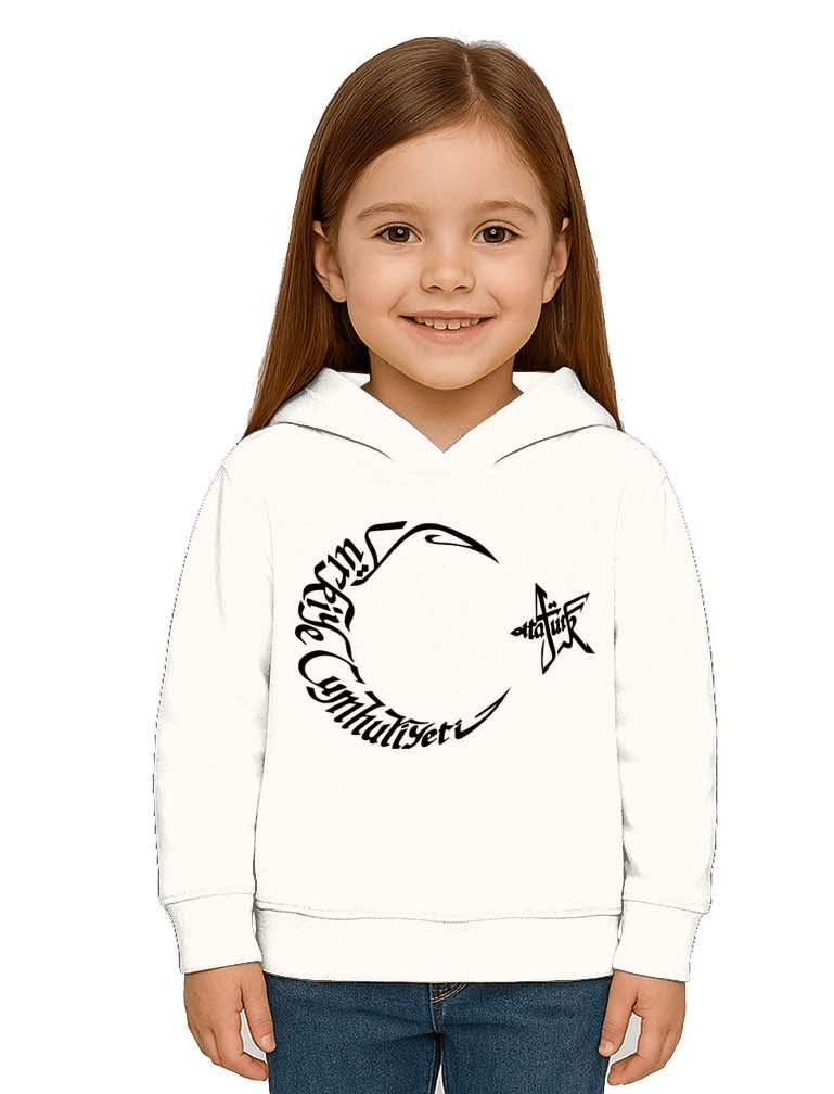 Unisex Ay Yıldızlı 19 Mayıs 29 Ekim 23 Nisan 10 Kasım Atatürk Çocuk Kapüşonlu Sweatshirt