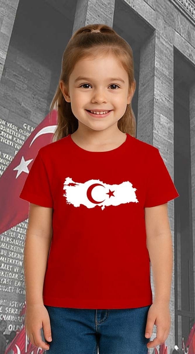 Unisex Ay Yıldızlı T-Shirt 19 Mayıs 29 Ekim 23 Nisan 10 Kasım Atatürk Çocuk Tişört