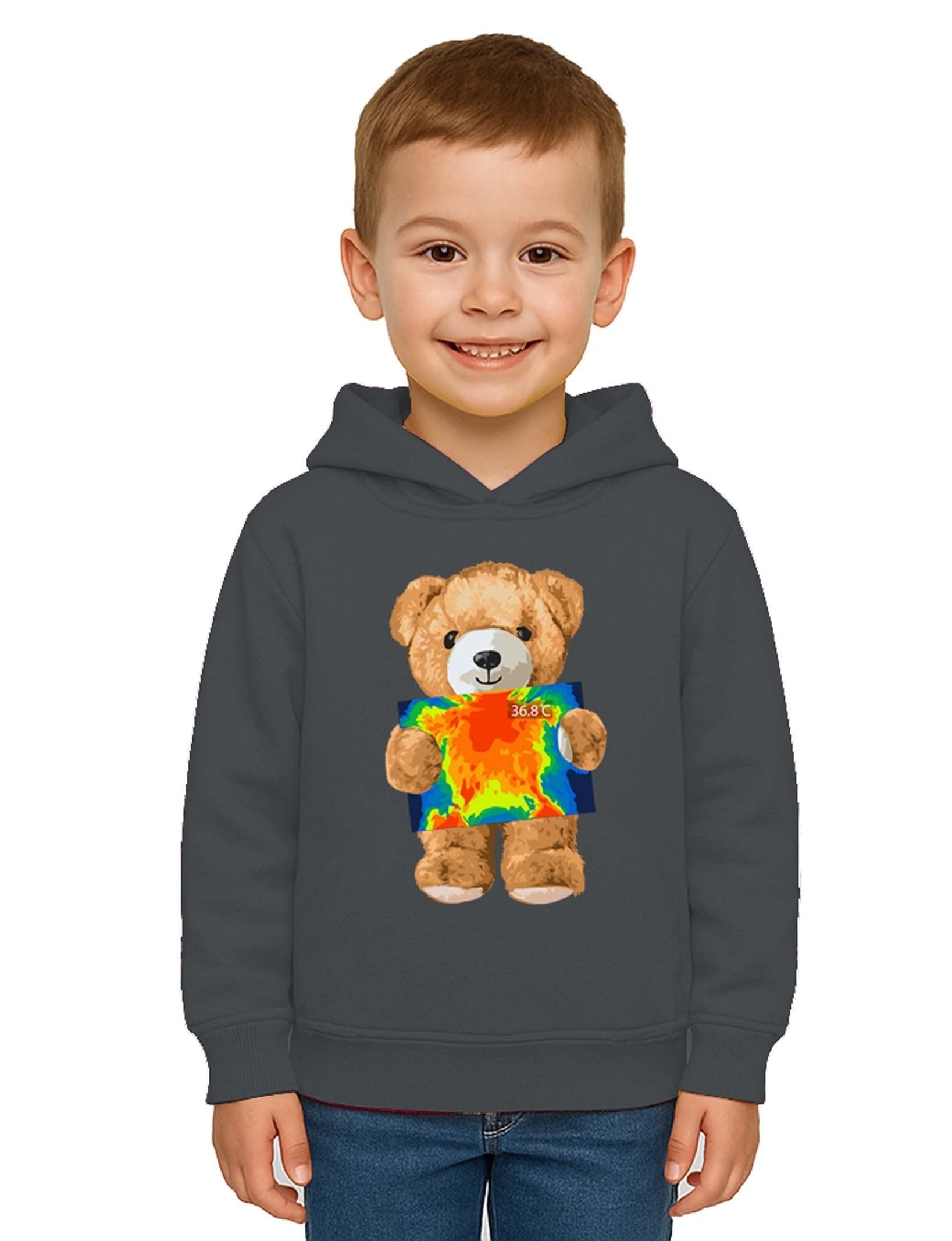 Unisex ayıcık bear Baskılı Çocuk Kapşonlu Swaetshirt 3 İplik Şardonlu