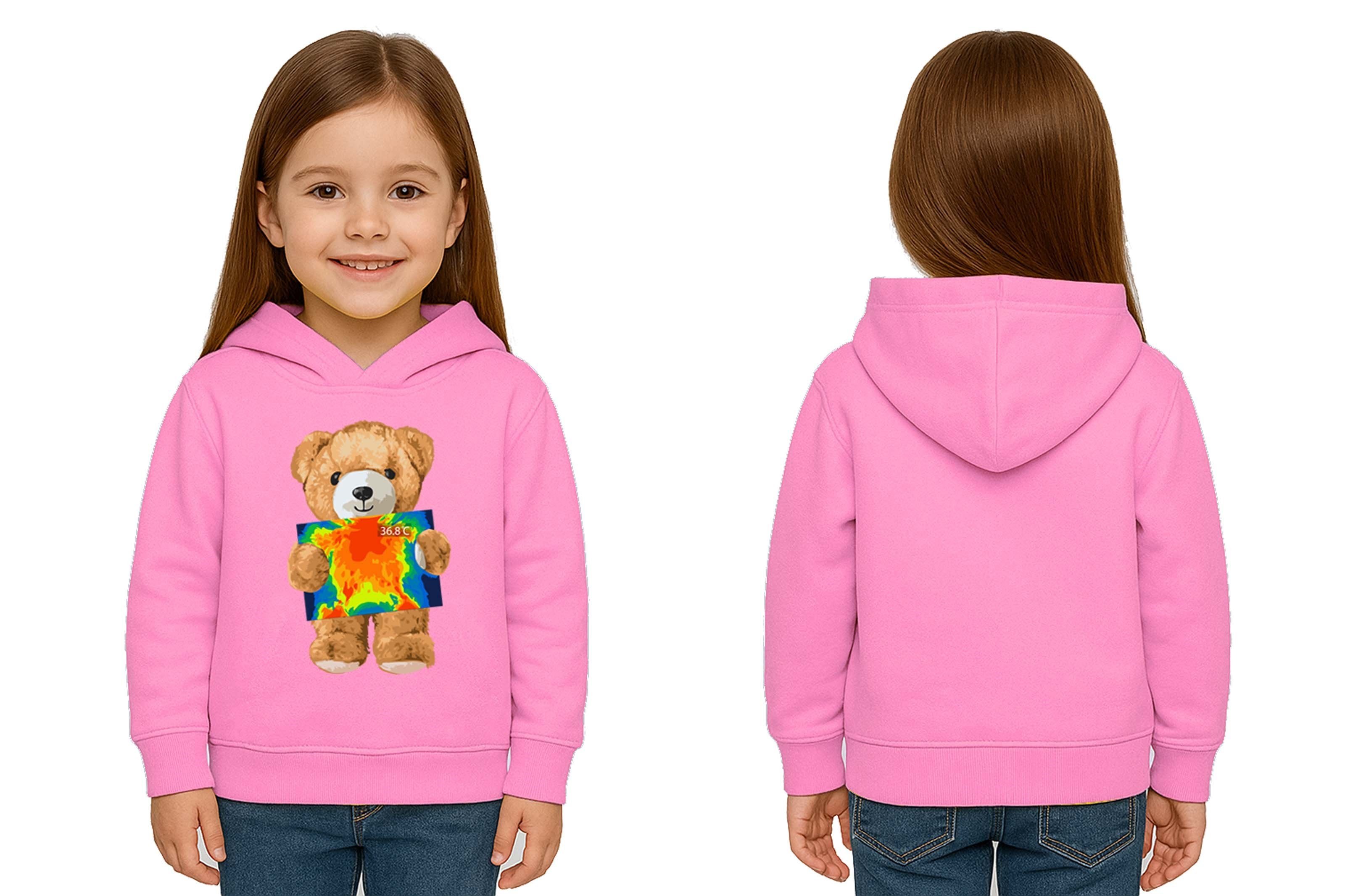 Unisex ayıcık bear Baskılı Çocuk Kapşonlu Swaetshirt 3 İplik Şardonlu
