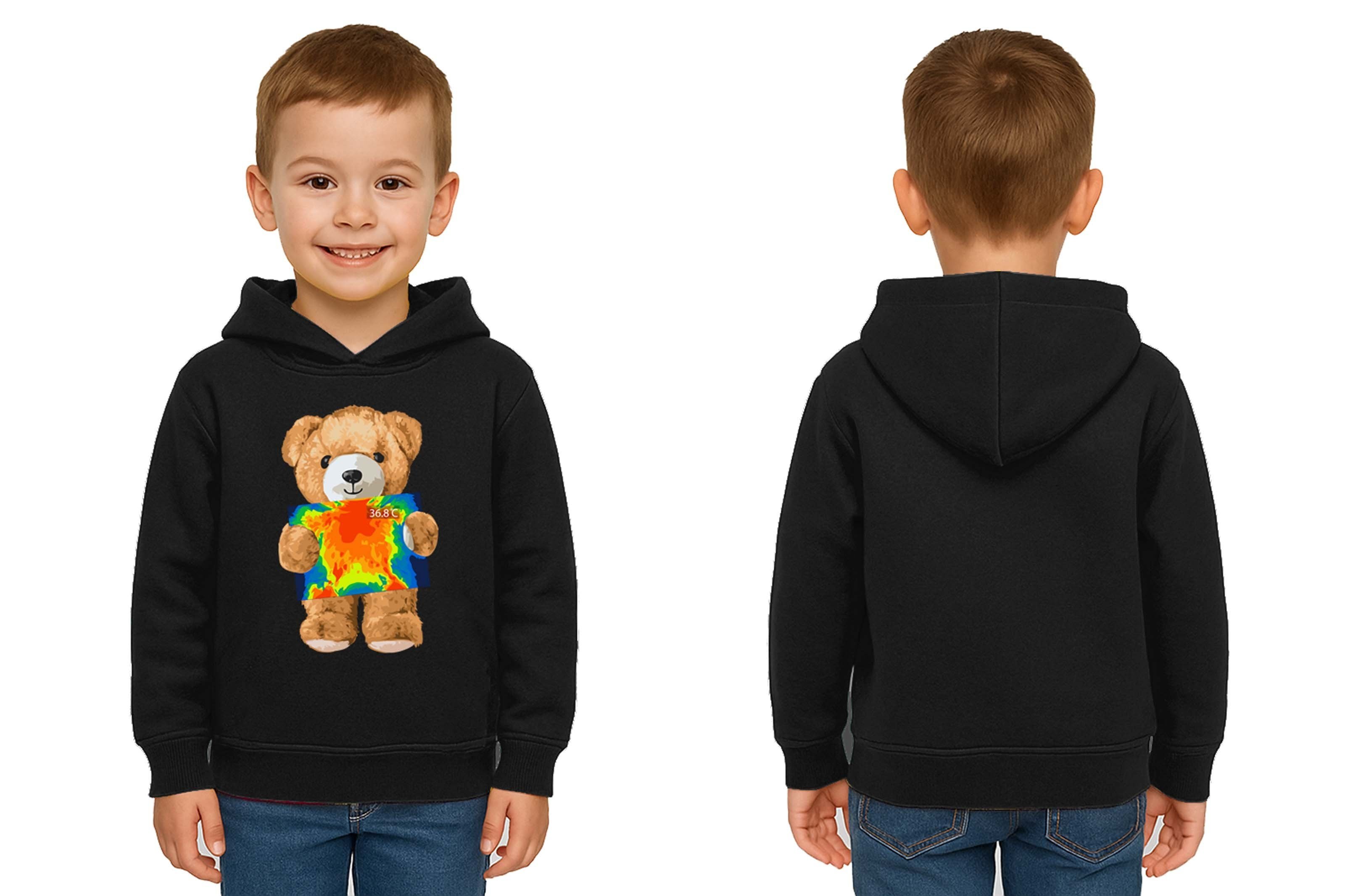 Unisex ayıcık bear Baskılı Çocuk Kapşonlu Swaetshirt 3 İplik Şardonlu