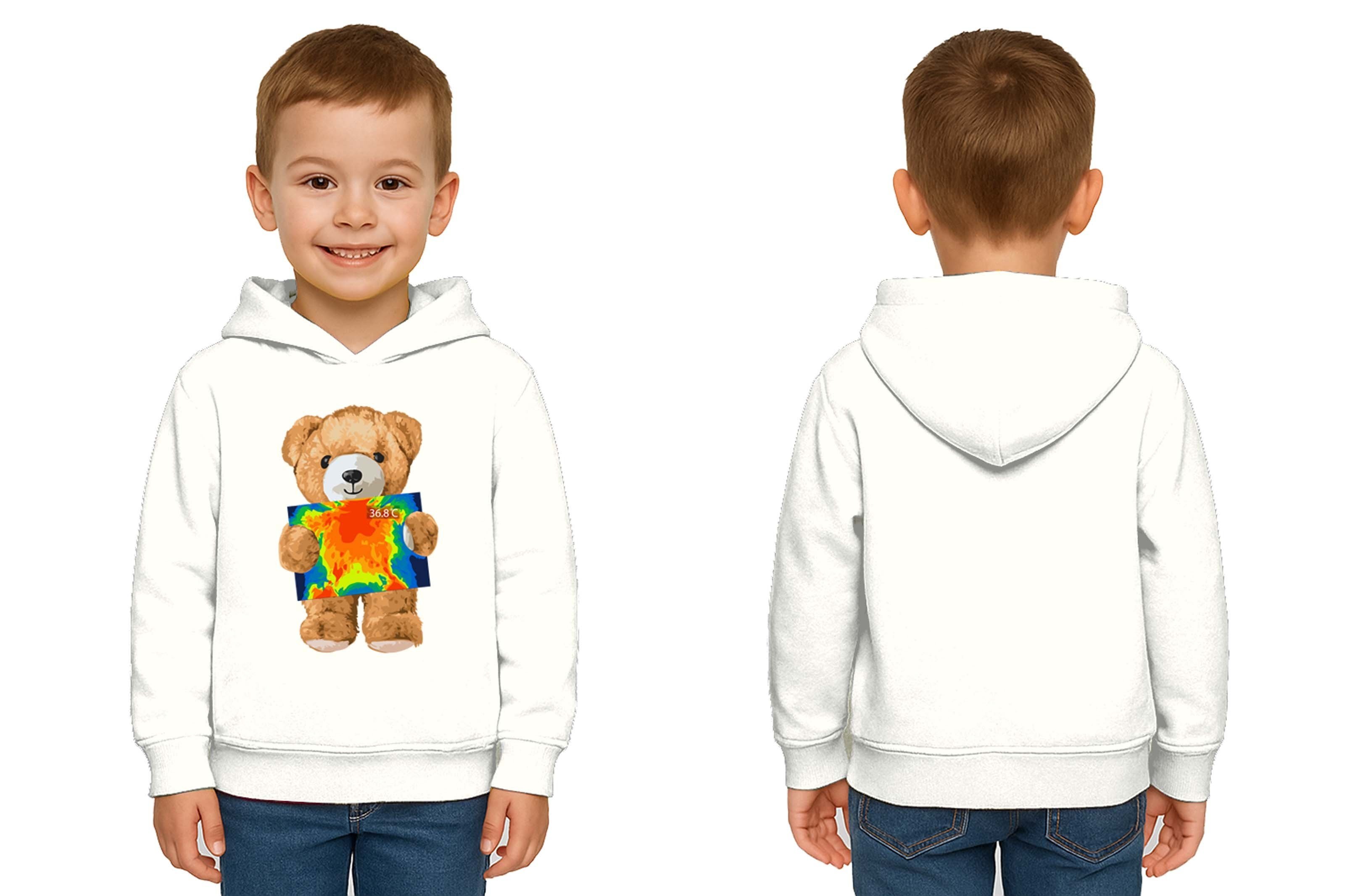 Unisex ayıcık bear Baskılı Çocuk Kapşonlu Swaetshirt 3 İplik Şardonlu
