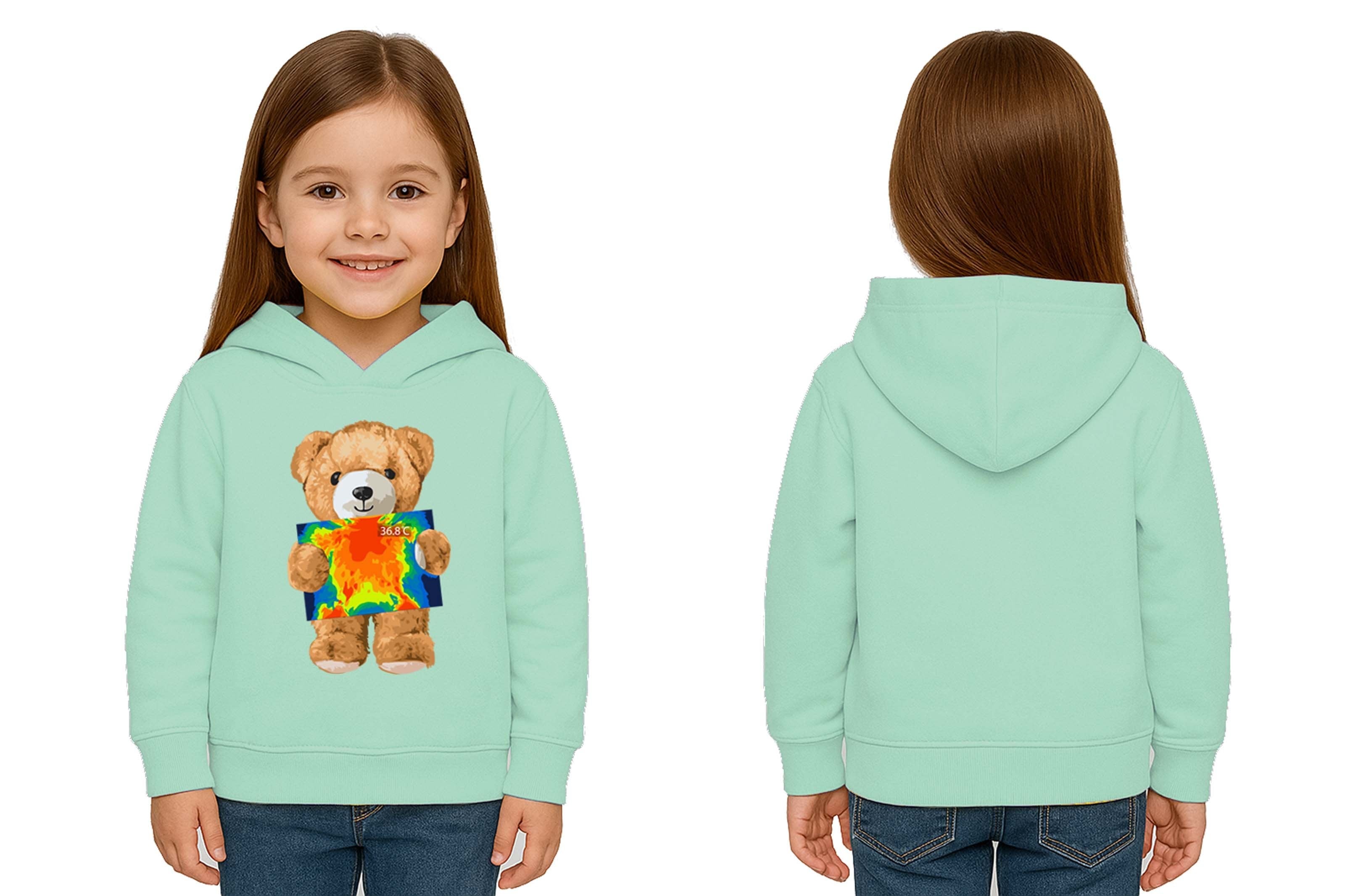Unisex ayıcık bear Baskılı Çocuk Kapşonlu Swaetshirt 3 İplik Şardonlu