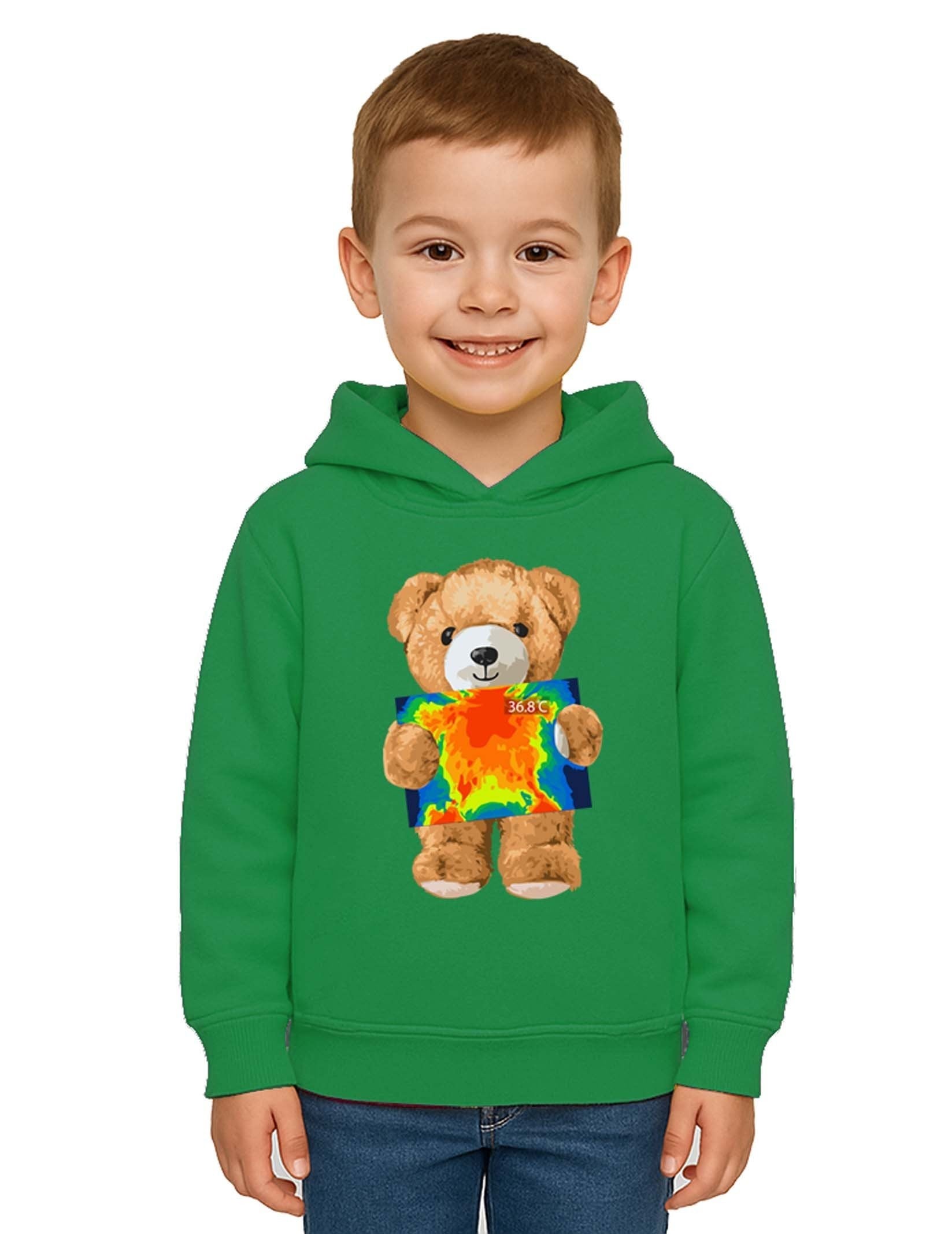 Unisex ayıcık bear Baskılı Çocuk Kapşonlu Swaetshirt 3 İplik Şardonlu