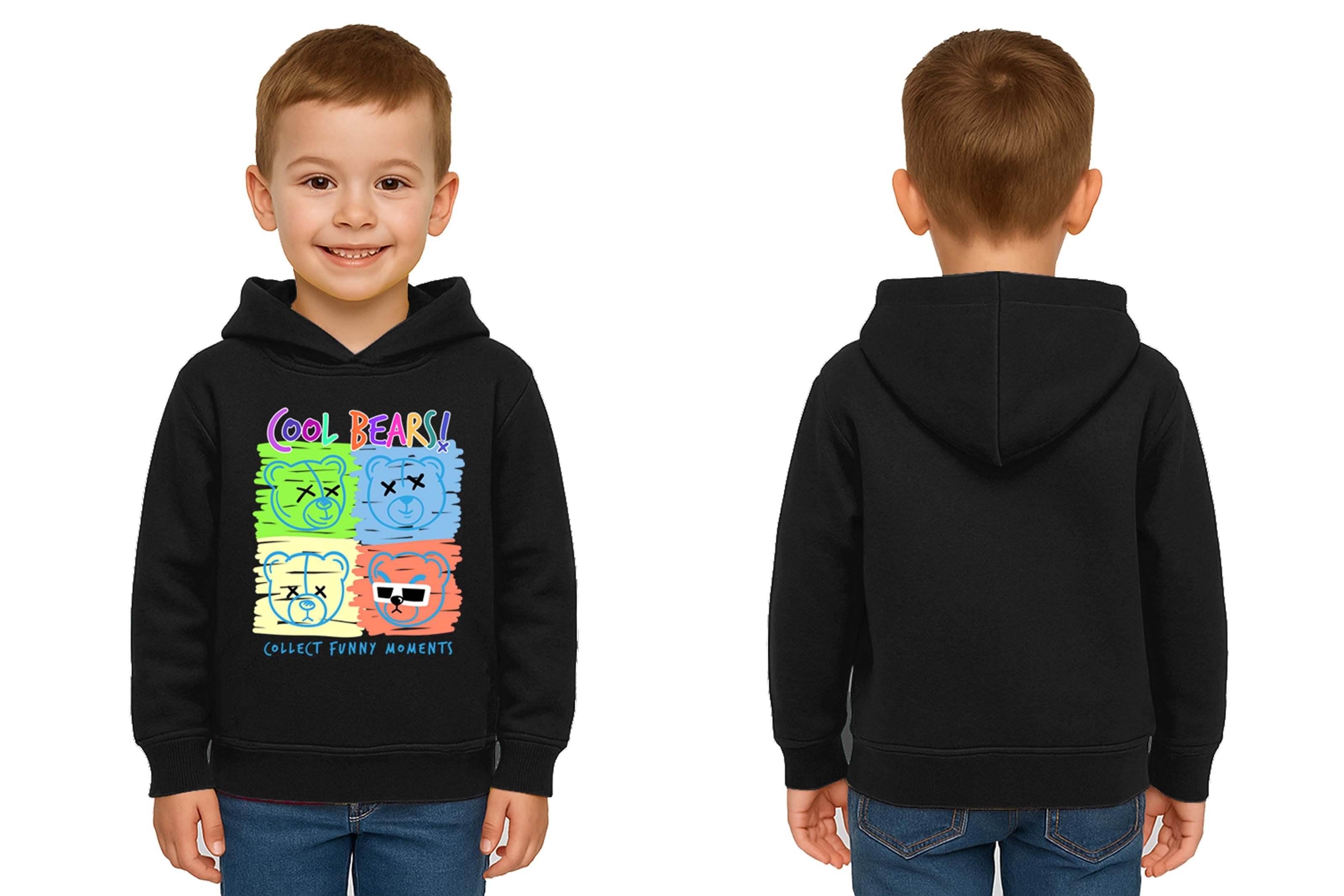 Unisex ayıcık bear Baskılı Çocuk Swaetshirt Kapşonlu 3 İplik Şardonlu
