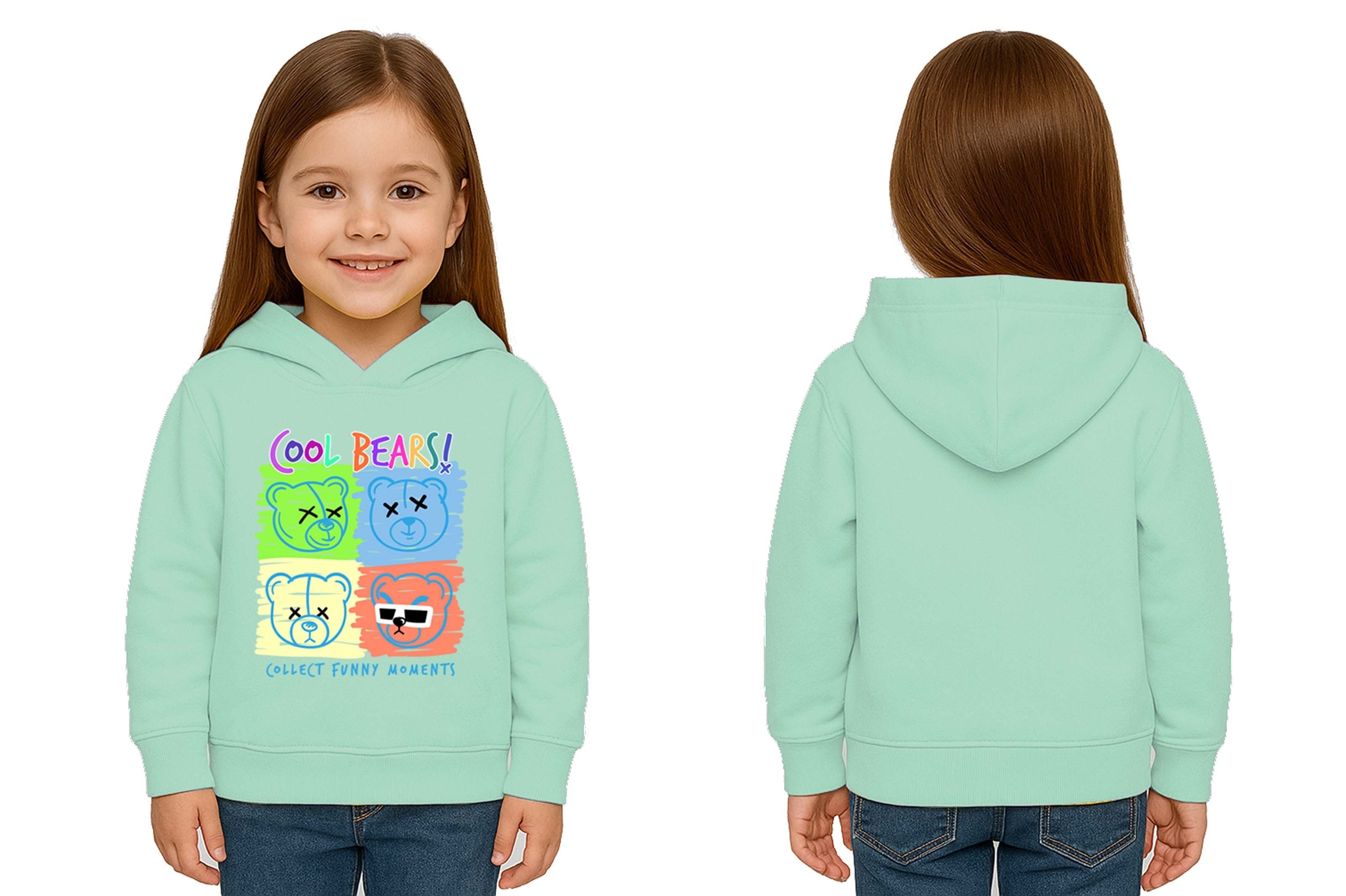 Unisex ayıcık bear Baskılı Çocuk Swaetshirt Kapşonlu 3 İplik Şardonlu