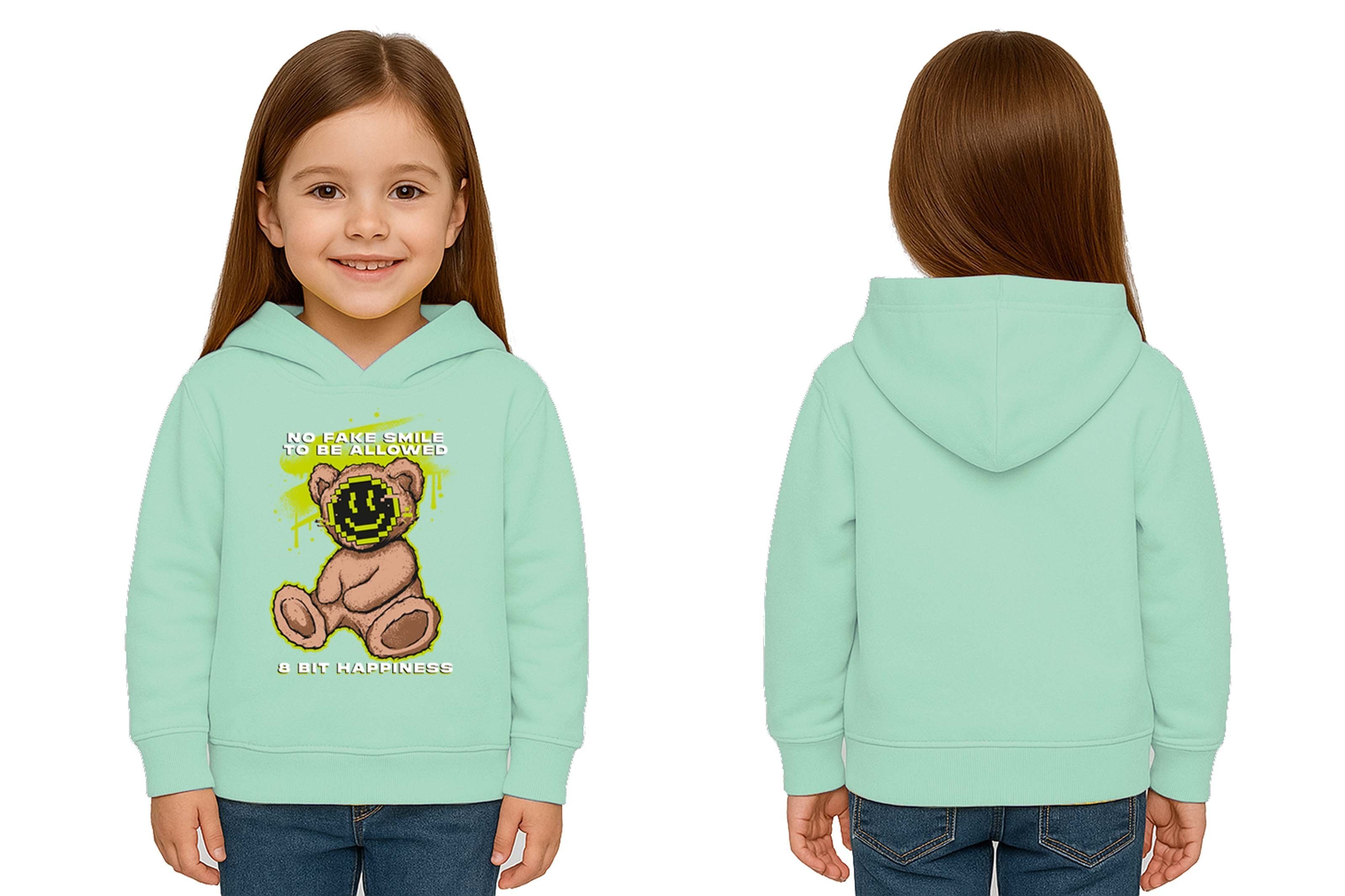 Unisex ayıcık bear Baskılı Çocuk Swaetshirt Kapşonlu 3 İplik Şardonlu
