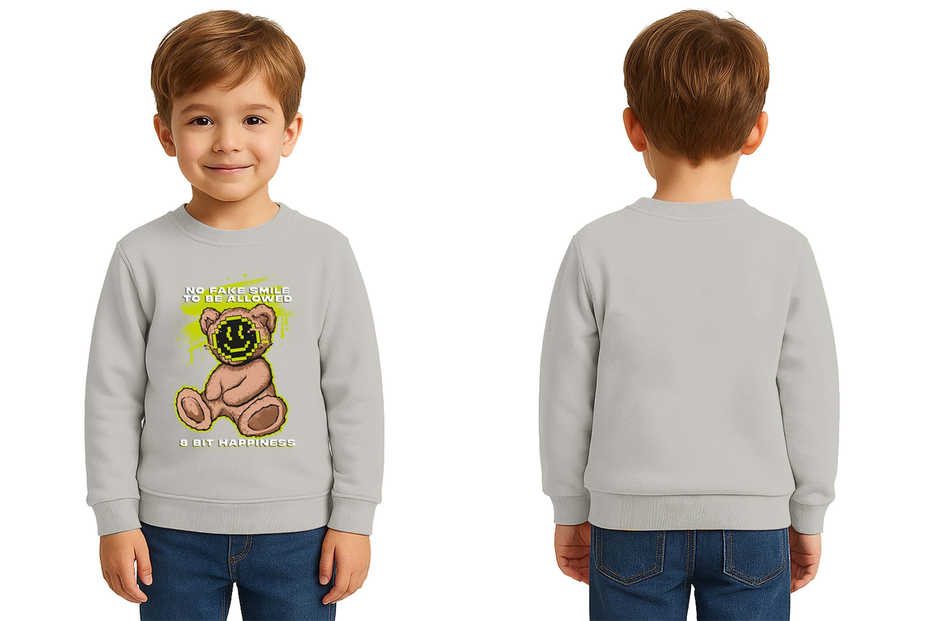Unisex ayıcık bear Baskılı Çocuk Swaetshirt 3 İplik Şardonlu