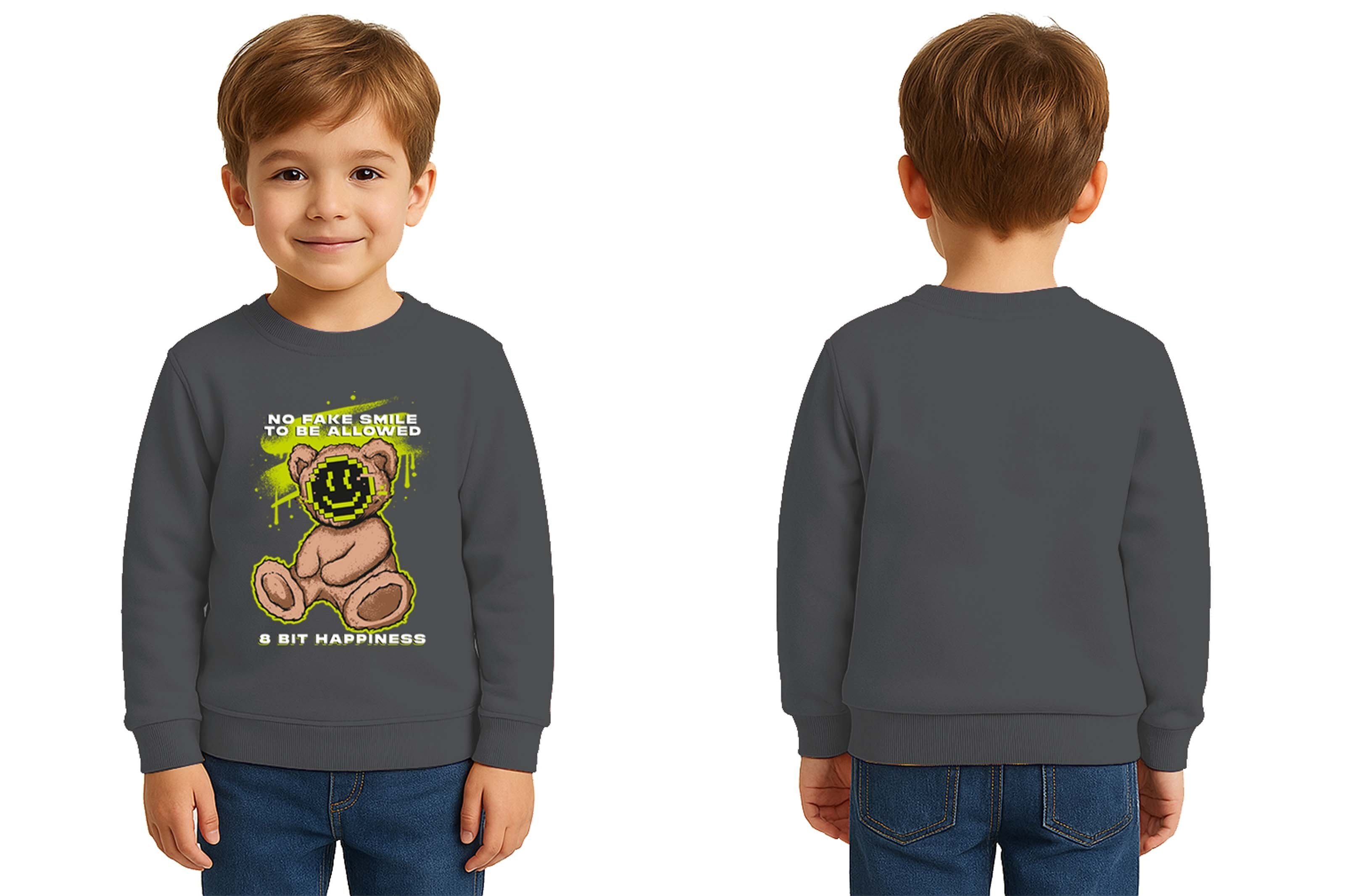 Unisex ayıcık bear Baskılı Çocuk Swaetshirt 3 İplik Şardonlu