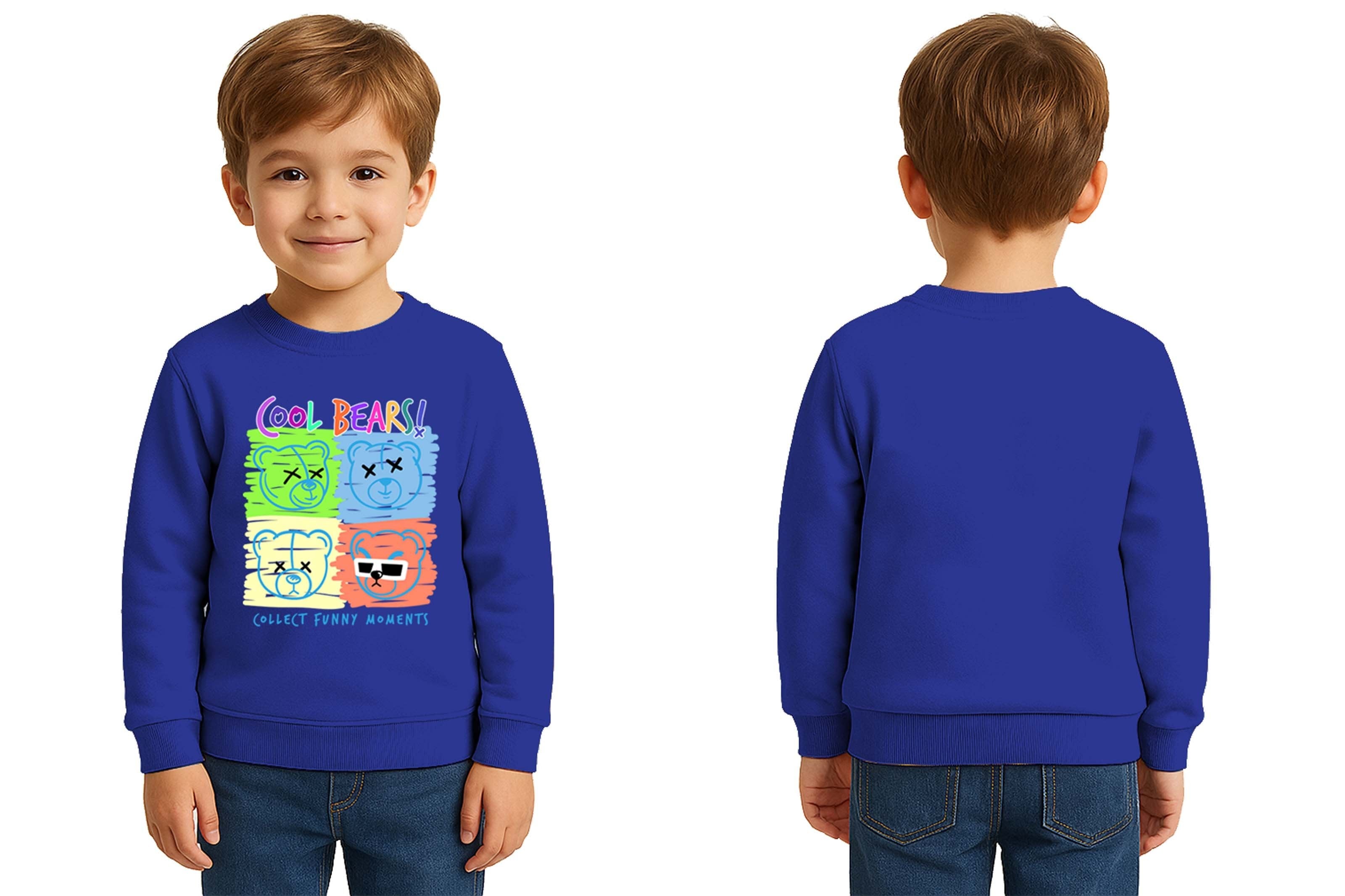 Unisex ayıcık bear Baskılı Çocuk Swaetshirt 3 İplik Şardonlu