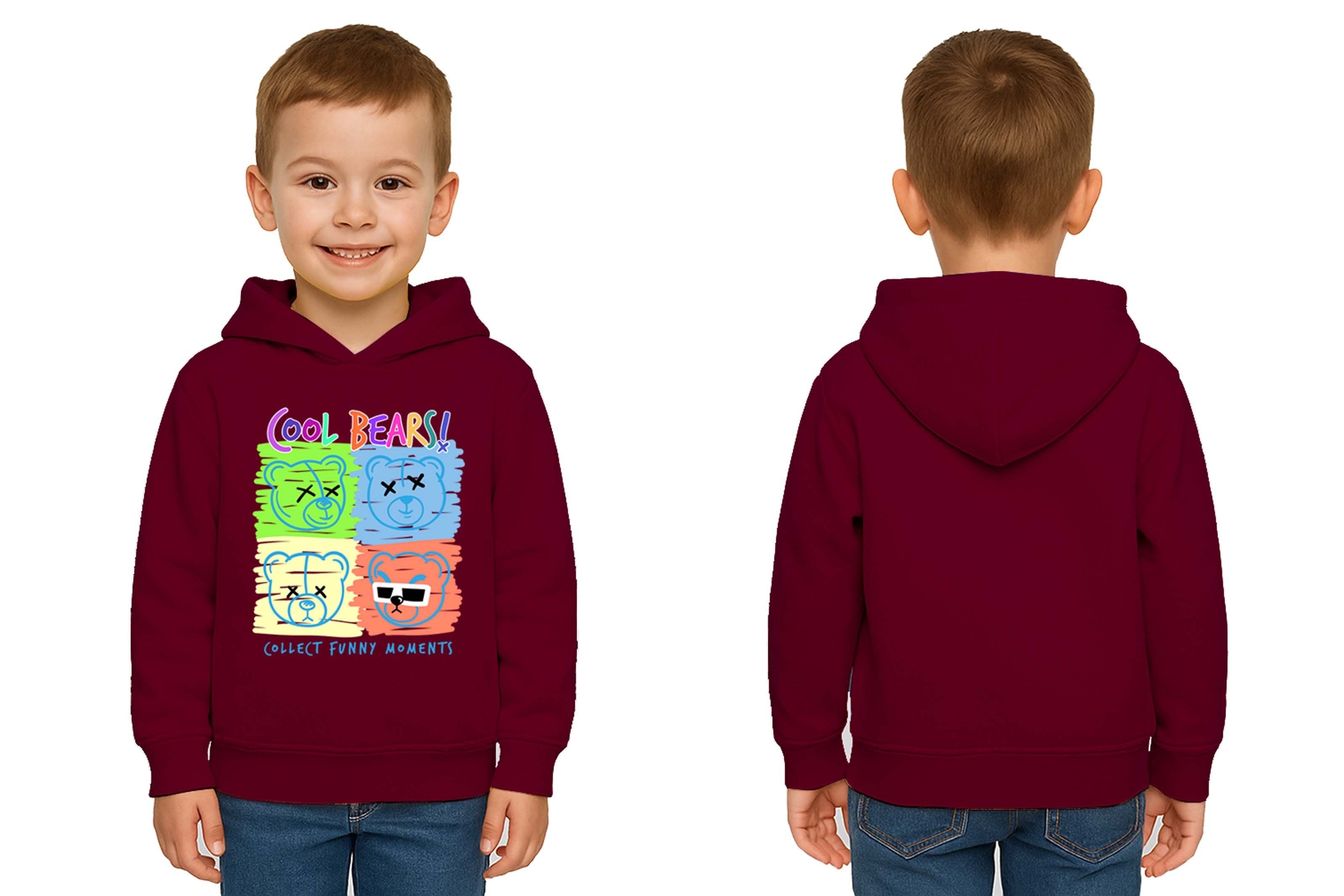 Unisex ayıcık bear Baskılı Çocuk Swaetshirt Kapşonlu 3 İplik Şardonlu