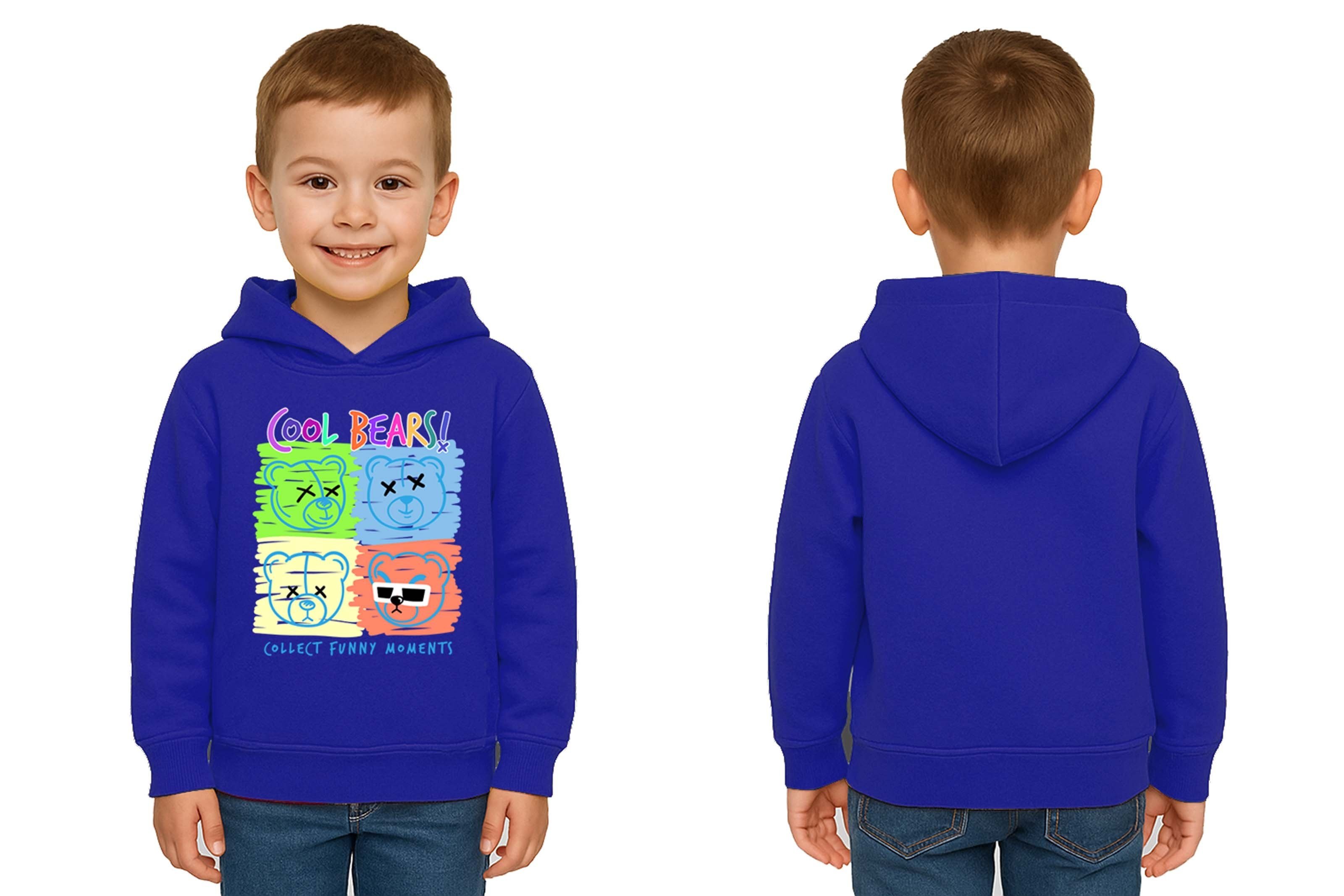 Unisex ayıcık bear Baskılı Çocuk Swaetshirt Kapşonlu 3 İplik Şardonlu