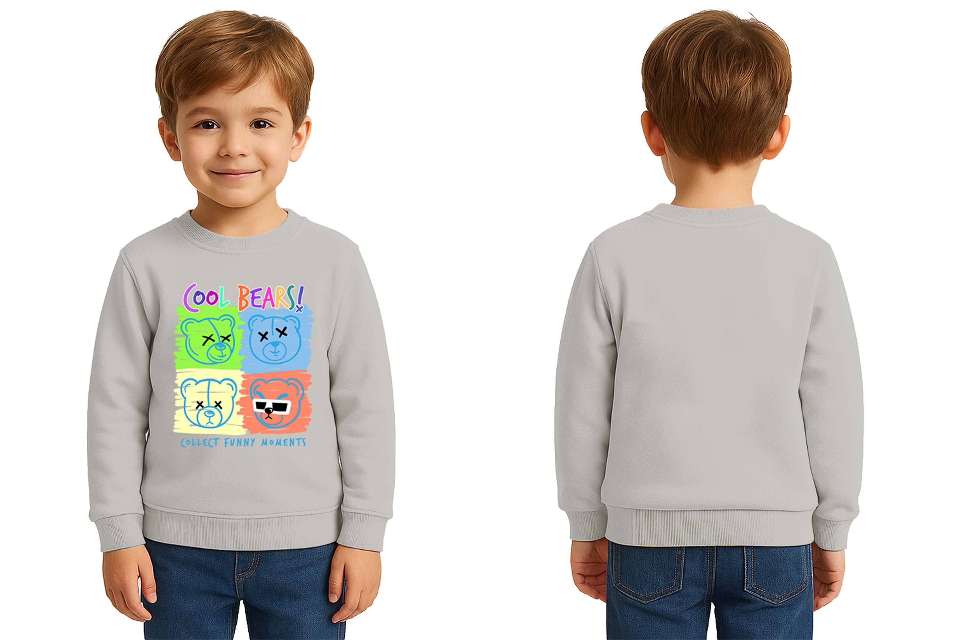 Unisex ayıcık bear Baskılı Çocuk Swaetshirt 3 İplik Şardonlu