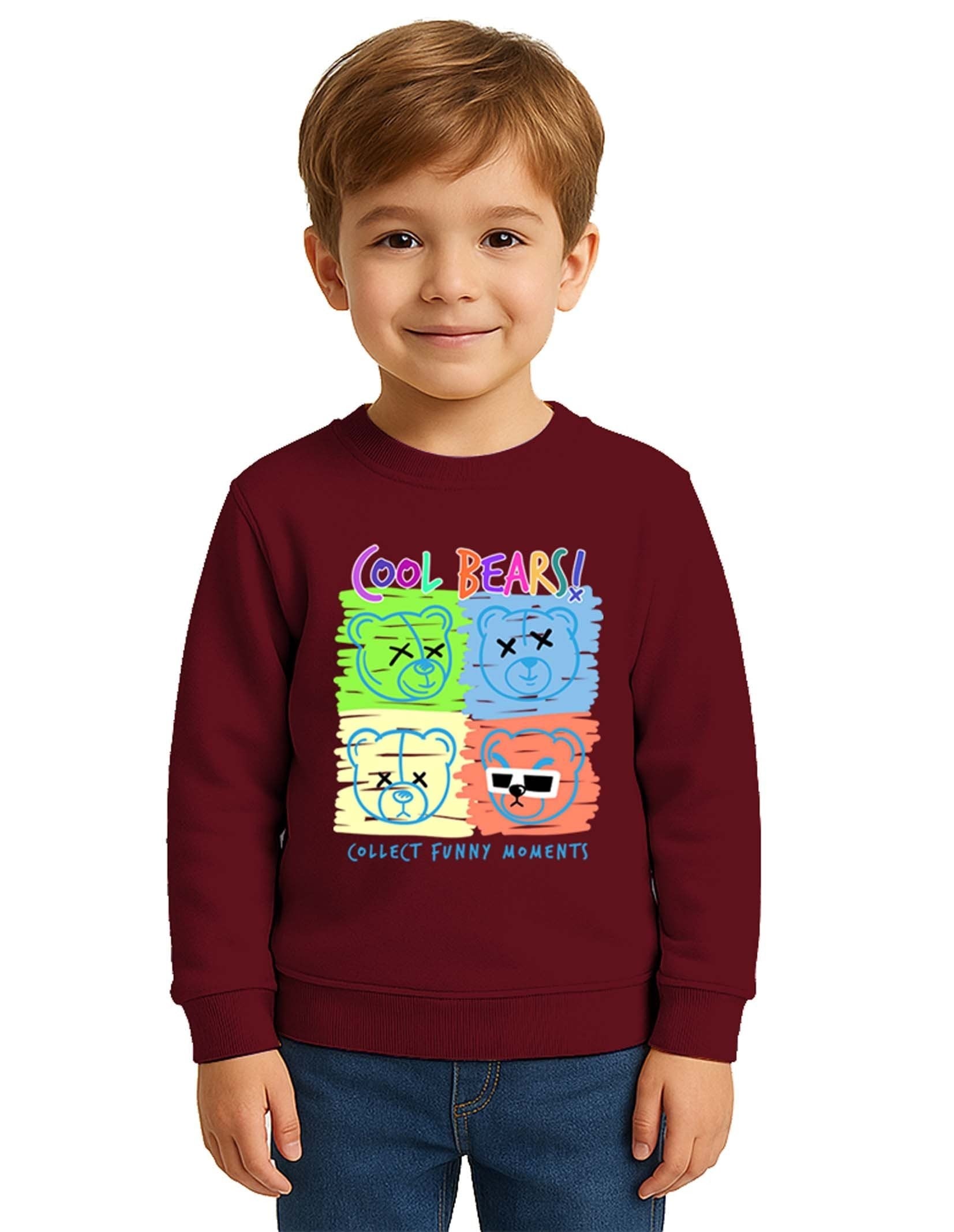 Unisex ayıcık bear Baskılı Çocuk Swaetshirt 3 İplik Şardonlu