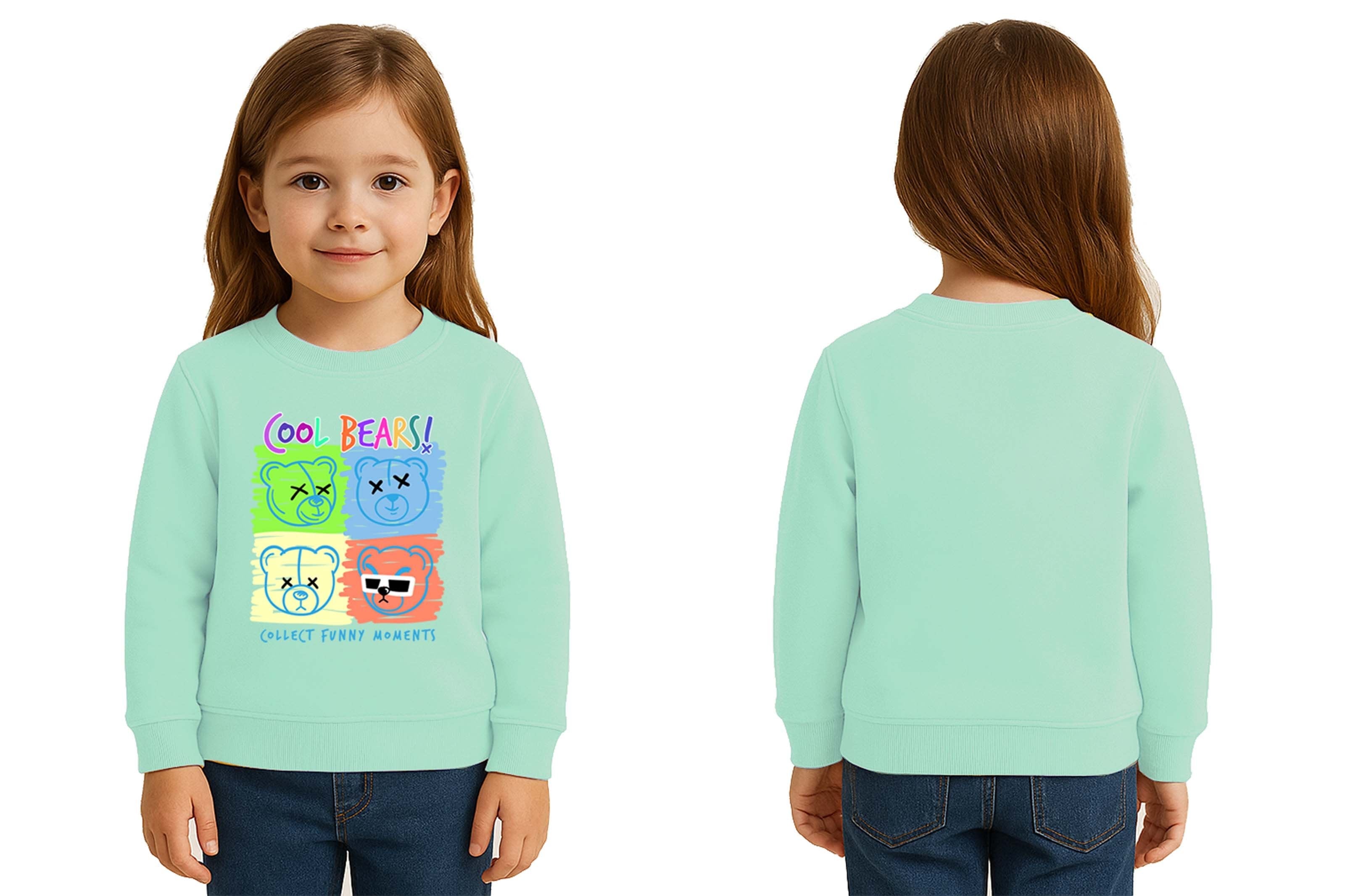 Unisex ayıcık bear Baskılı Çocuk Swaetshirt 3 İplik Şardonlu