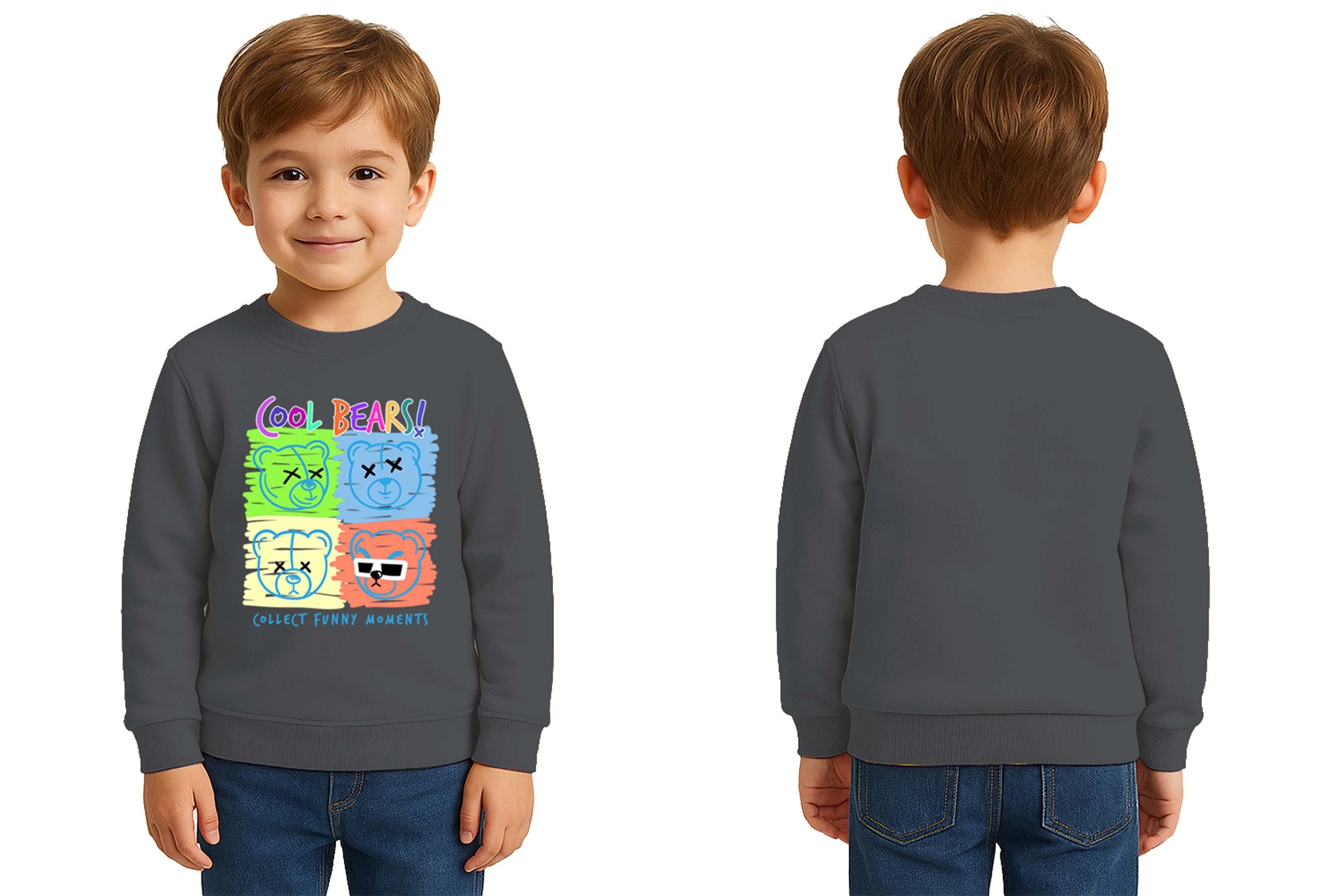 Unisex ayıcık bear Baskılı Çocuk Swaetshirt 3 İplik Şardonlu