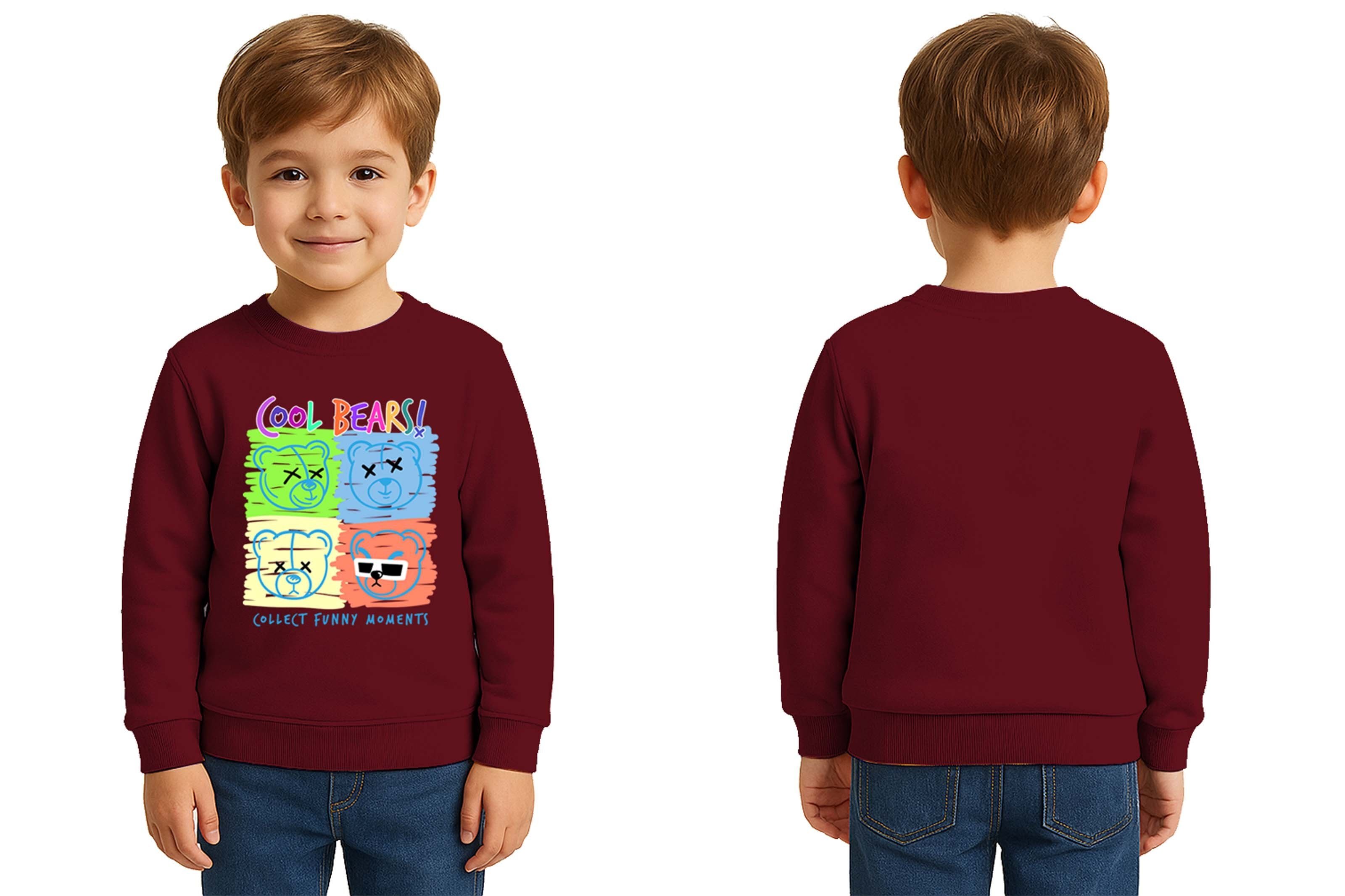 Unisex ayıcık bear Baskılı Çocuk Swaetshirt 3 İplik Şardonlu
