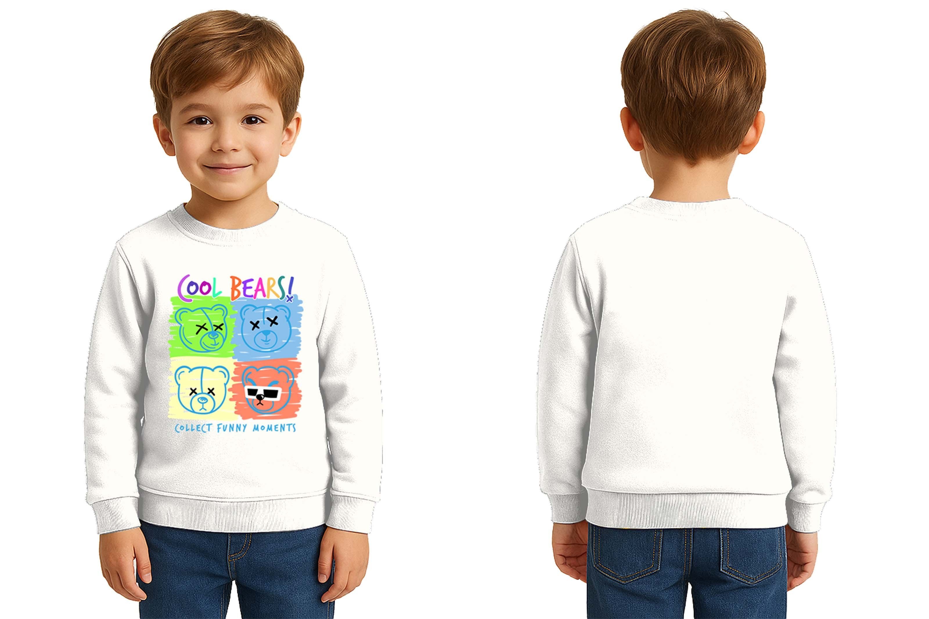 Unisex ayıcık bear Baskılı Çocuk Swaetshirt 3 İplik Şardonlu