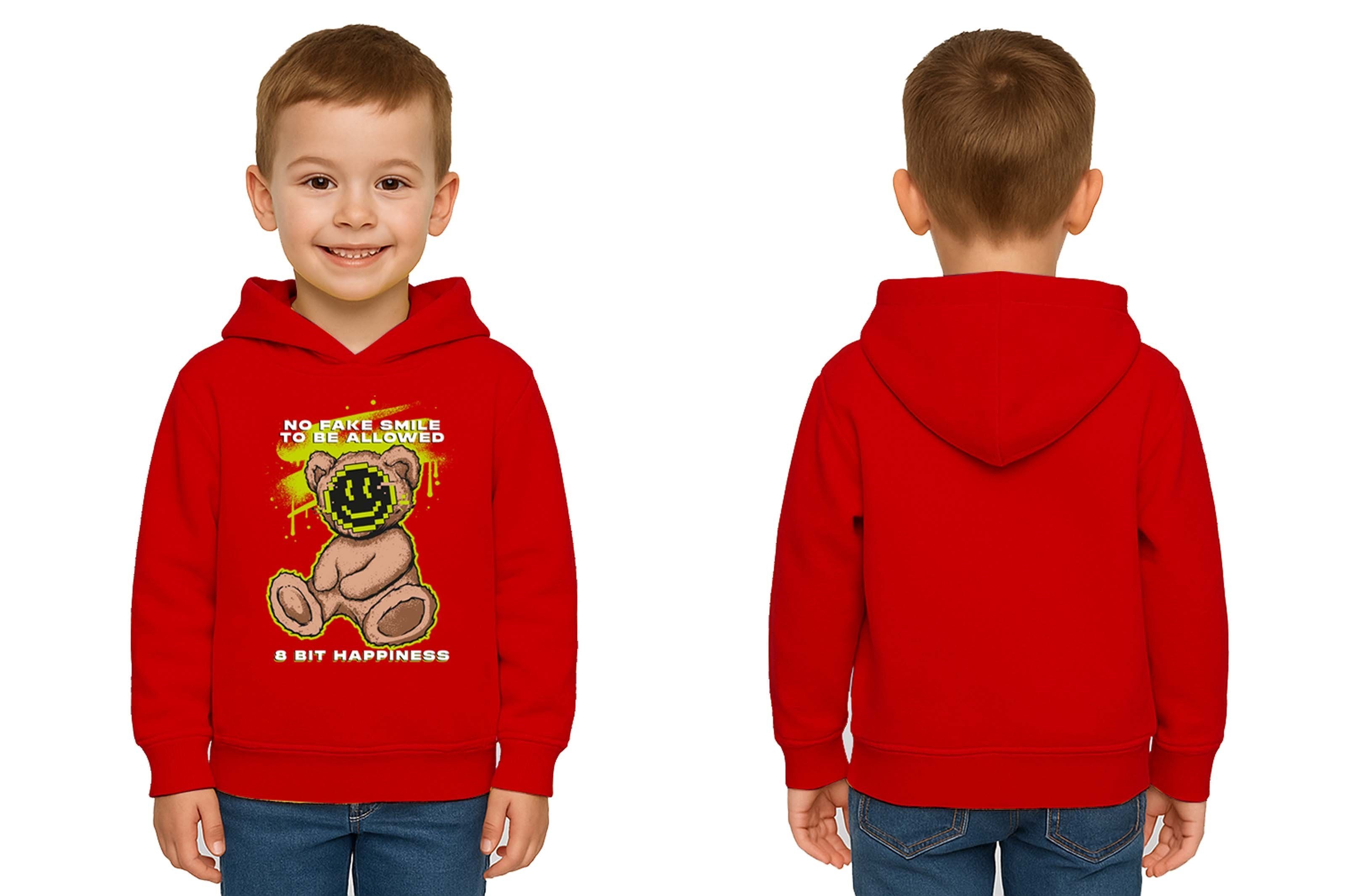 Unisex ayıcık bear Baskılı Çocuk Swaetshirt Kapşonlu 3 İplik Şardonlu