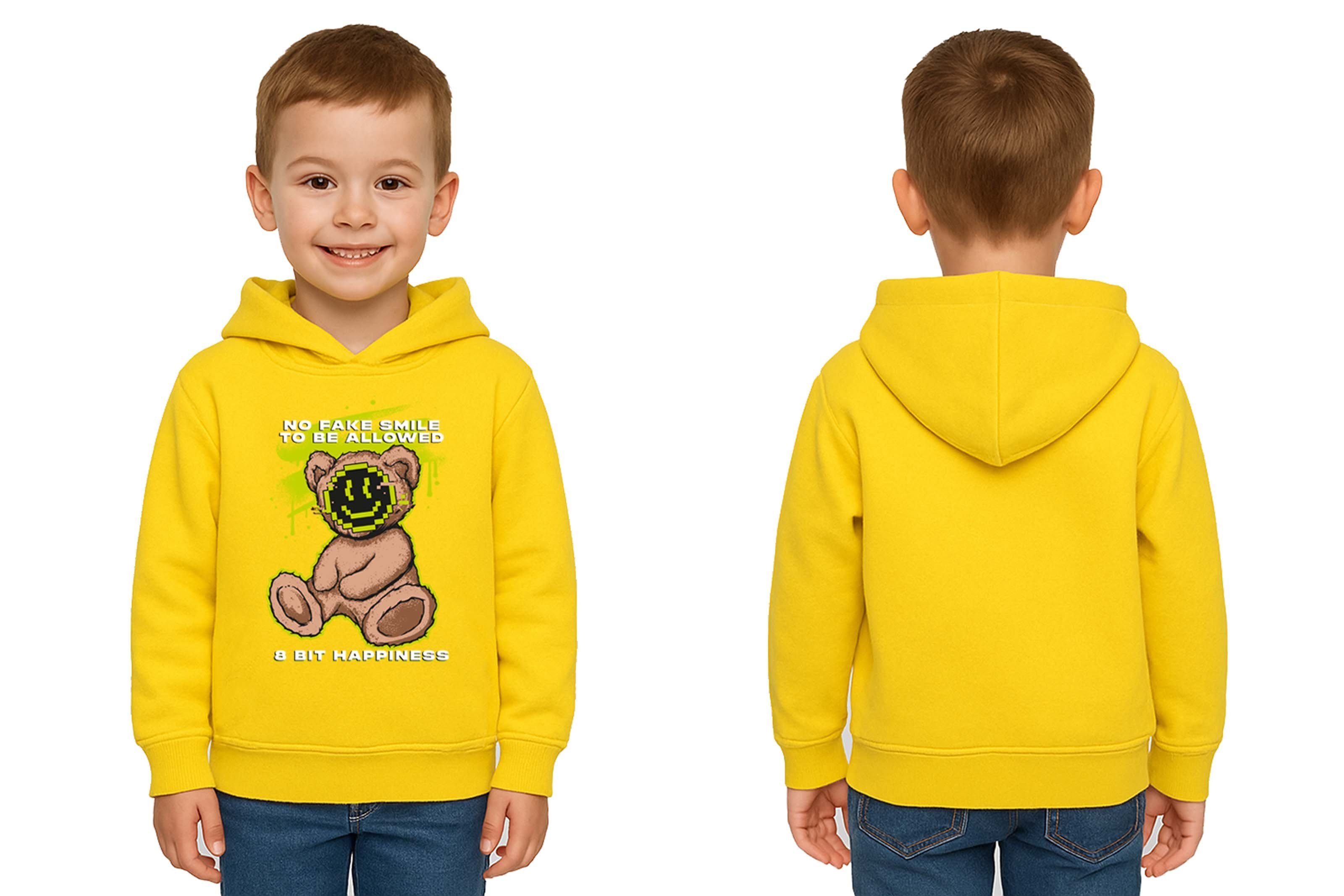 Unisex ayıcık bear Baskılı Çocuk Swaetshirt Kapşonlu 3 İplik Şardonlu