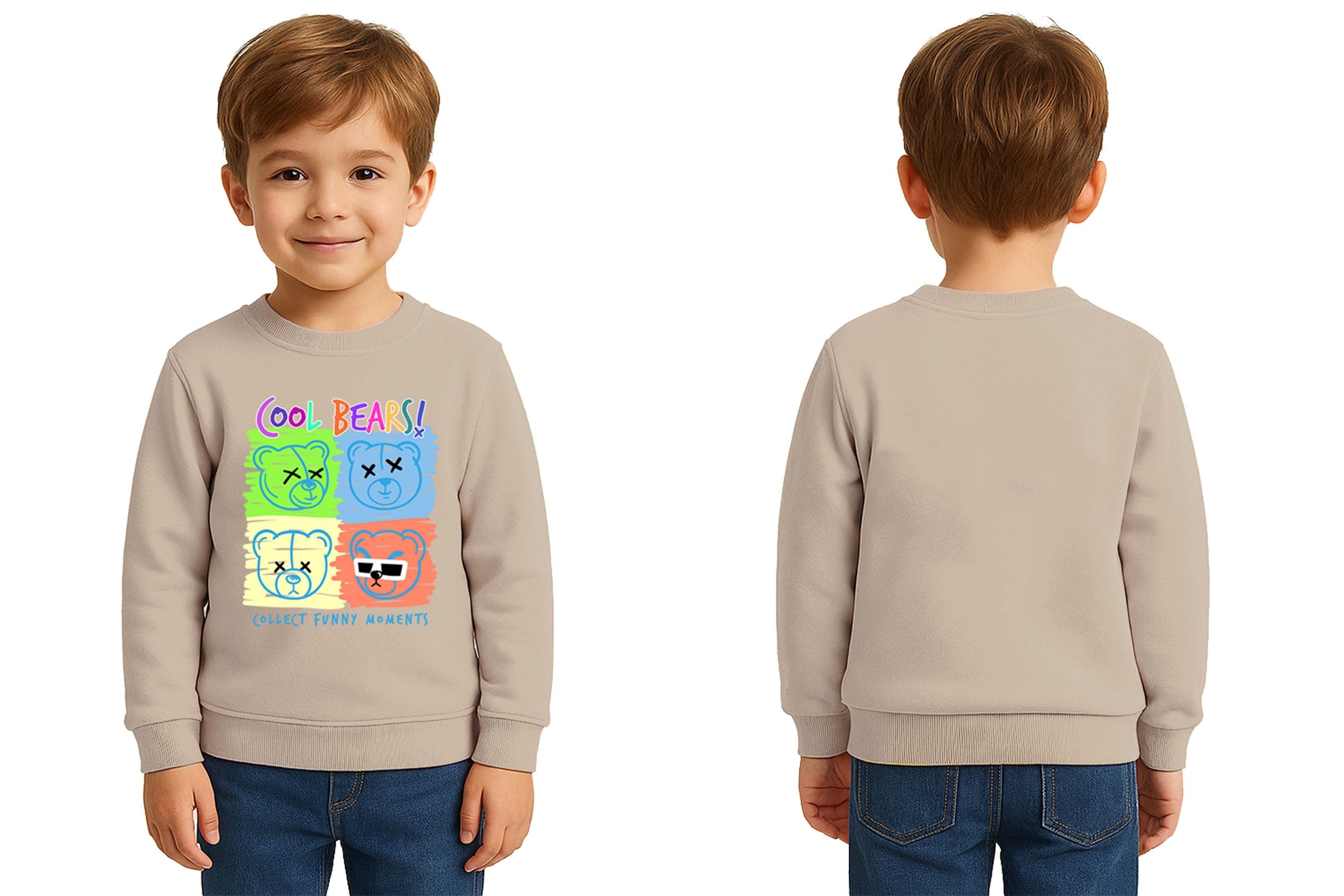 Unisex ayıcık bear Baskılı Çocuk Swaetshirt 3 İplik Şardonlu