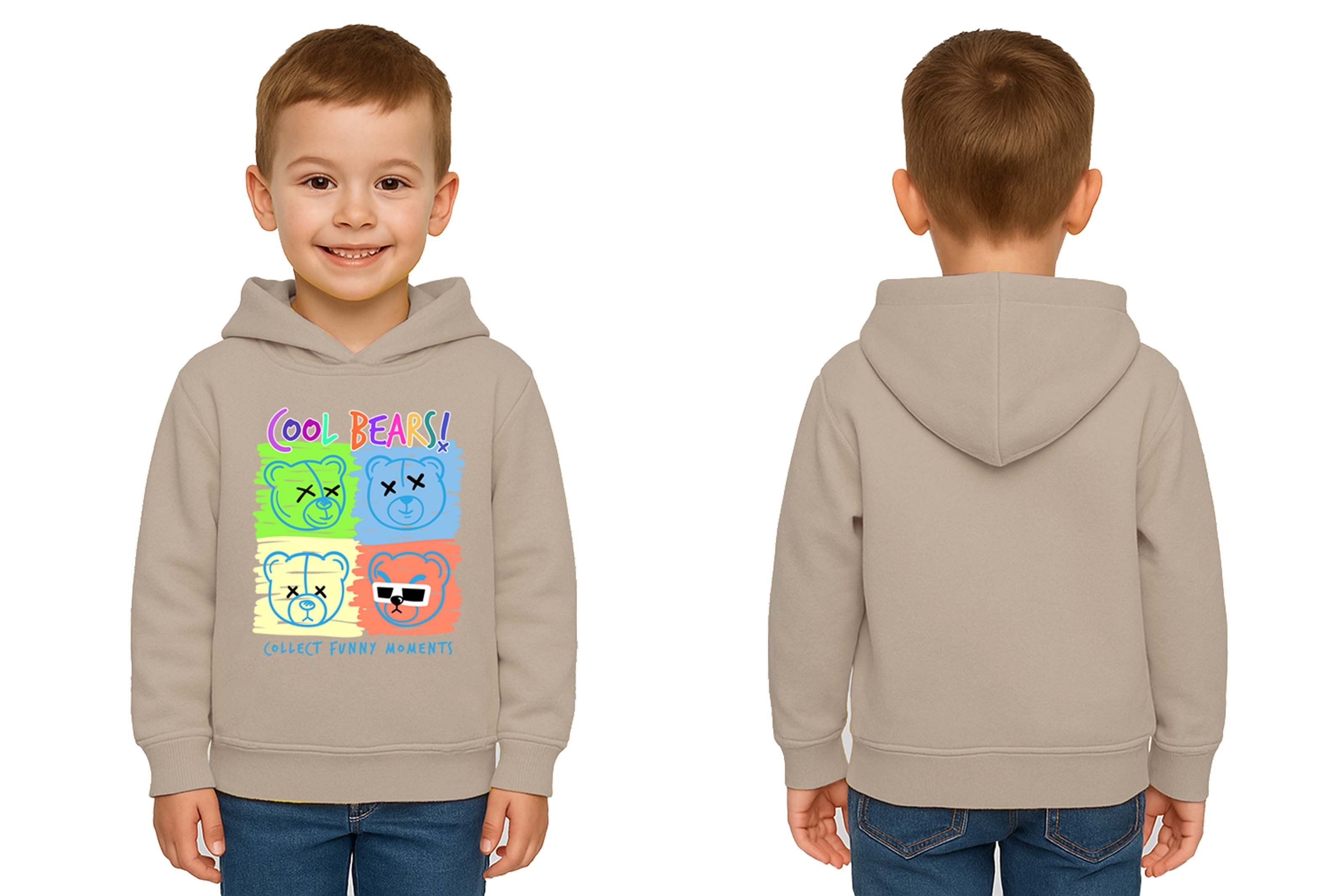 Unisex ayıcık bear Baskılı Çocuk Swaetshirt Kapşonlu 3 İplik Şardonlu