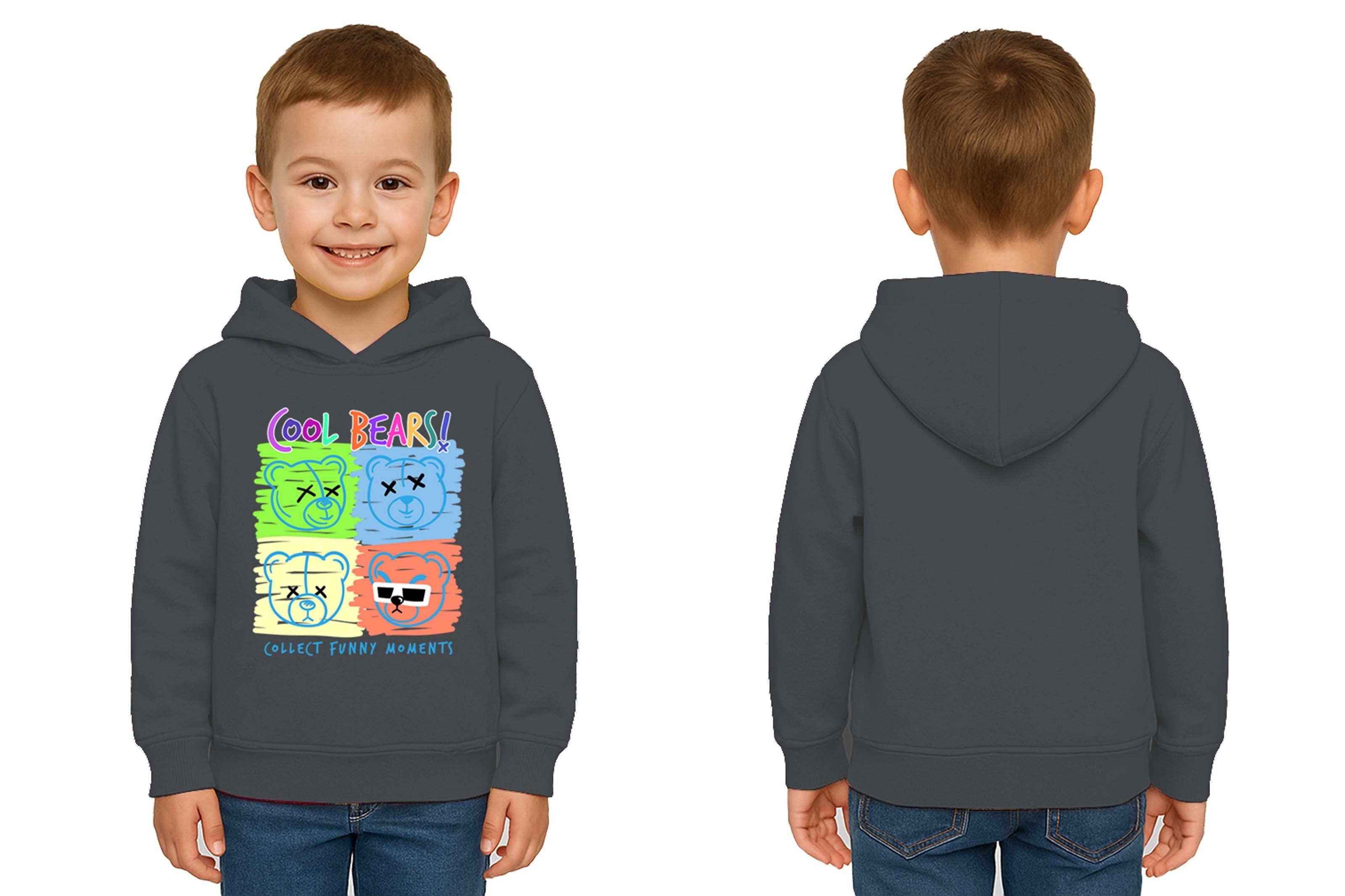 Unisex ayıcık bear Baskılı Çocuk Swaetshirt Kapşonlu 3 İplik Şardonlu