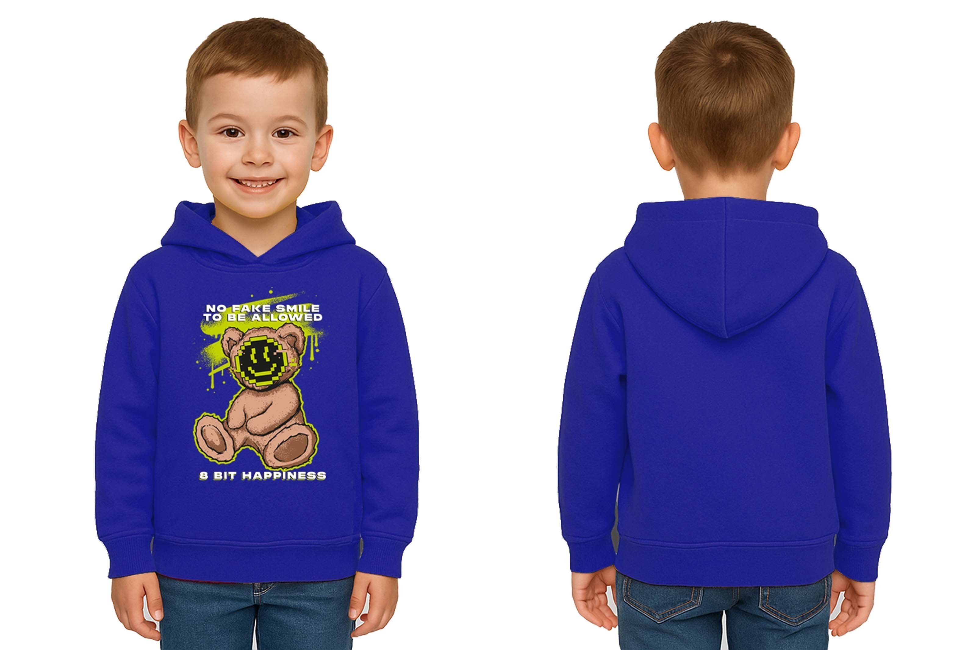 Unisex ayıcık bear Baskılı Çocuk Swaetshirt Kapşonlu 3 İplik Şardonlu