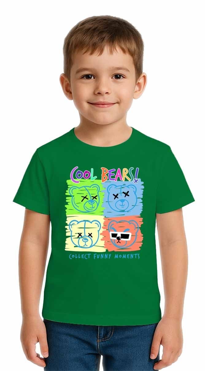 Unisex Ayıcık Bear Baskılı Çocuk Tişört pamuklu penye kumaş