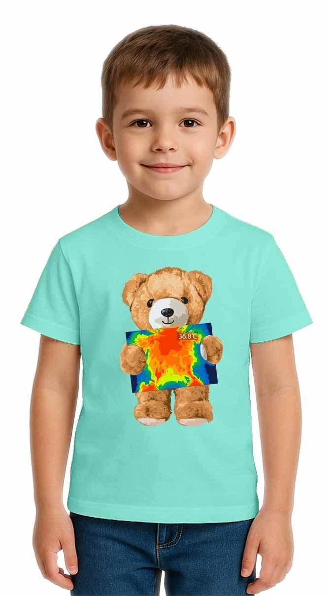 Unisex Ayıcık Bear Baskılı Çocuk Tişört pamuklu penye kumaş