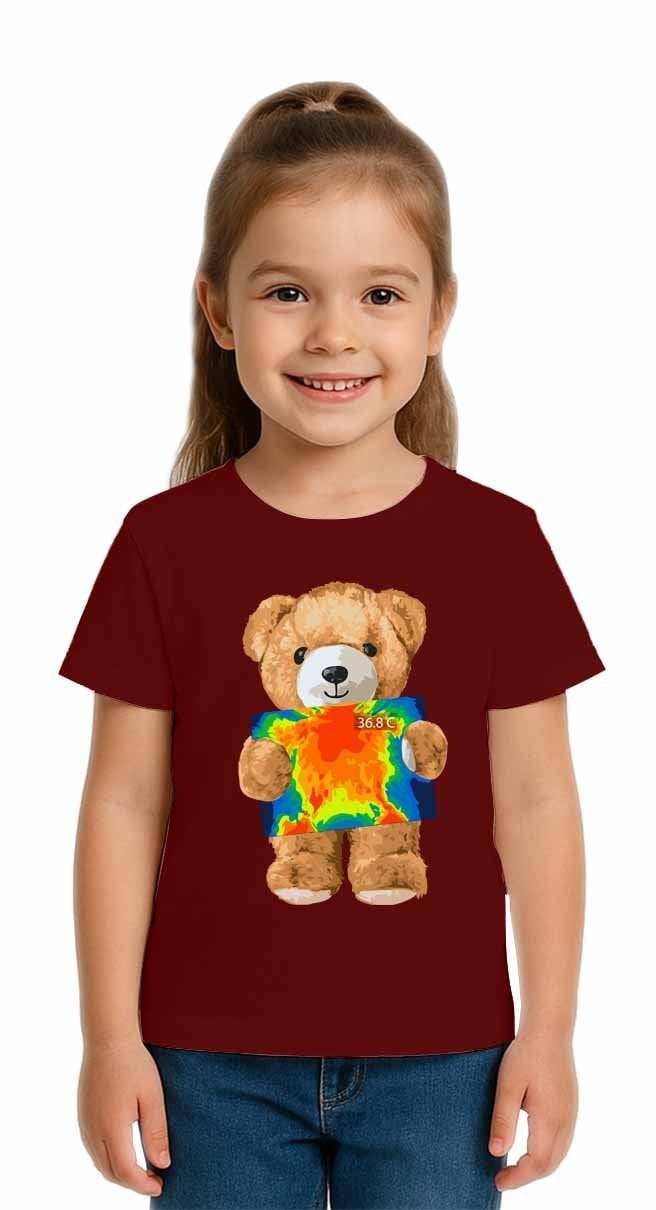 Unisex Ayıcık Bear Baskılı Çocuk Tişört pamuklu penye kumaş
