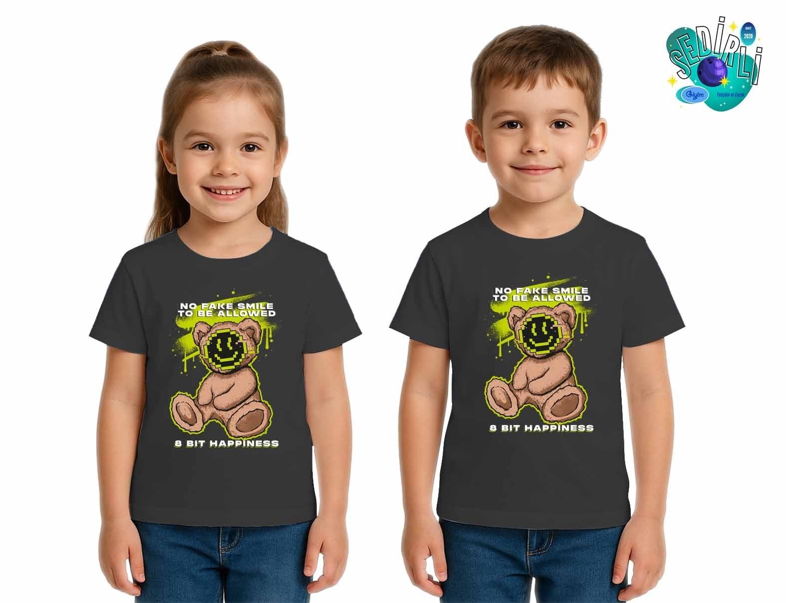 Unisex Ayıcık Bear Baskılı Çocuk Tişört pamuklu penye kumaş