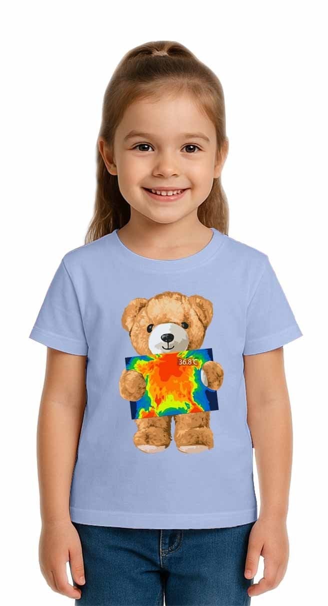 Unisex Ayıcık Bear Baskılı Çocuk Tişört pamuklu penye kumaş