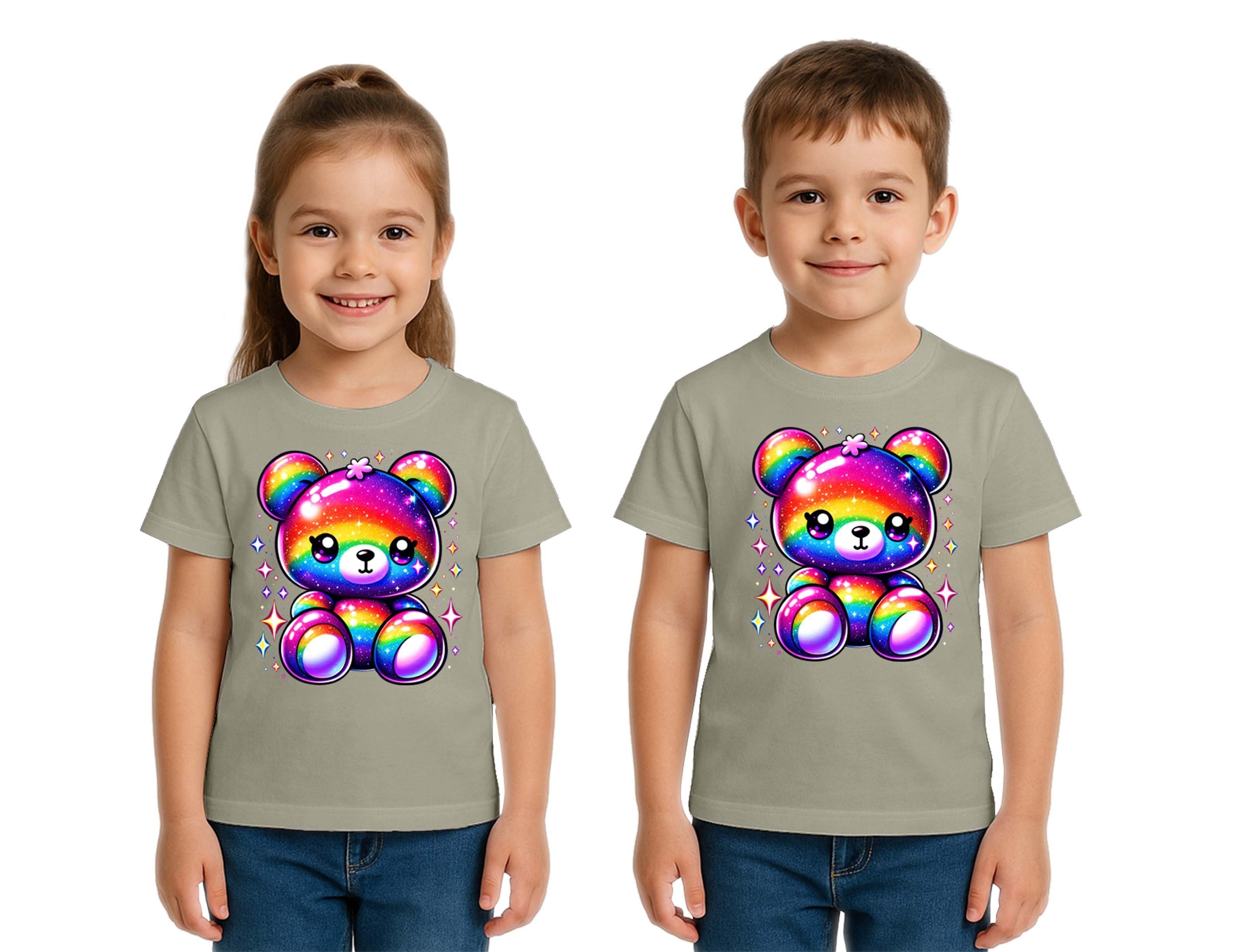 Unisex Ayıcık Bear Baskılı Çocuk Tişört pamuklu penye kumaş