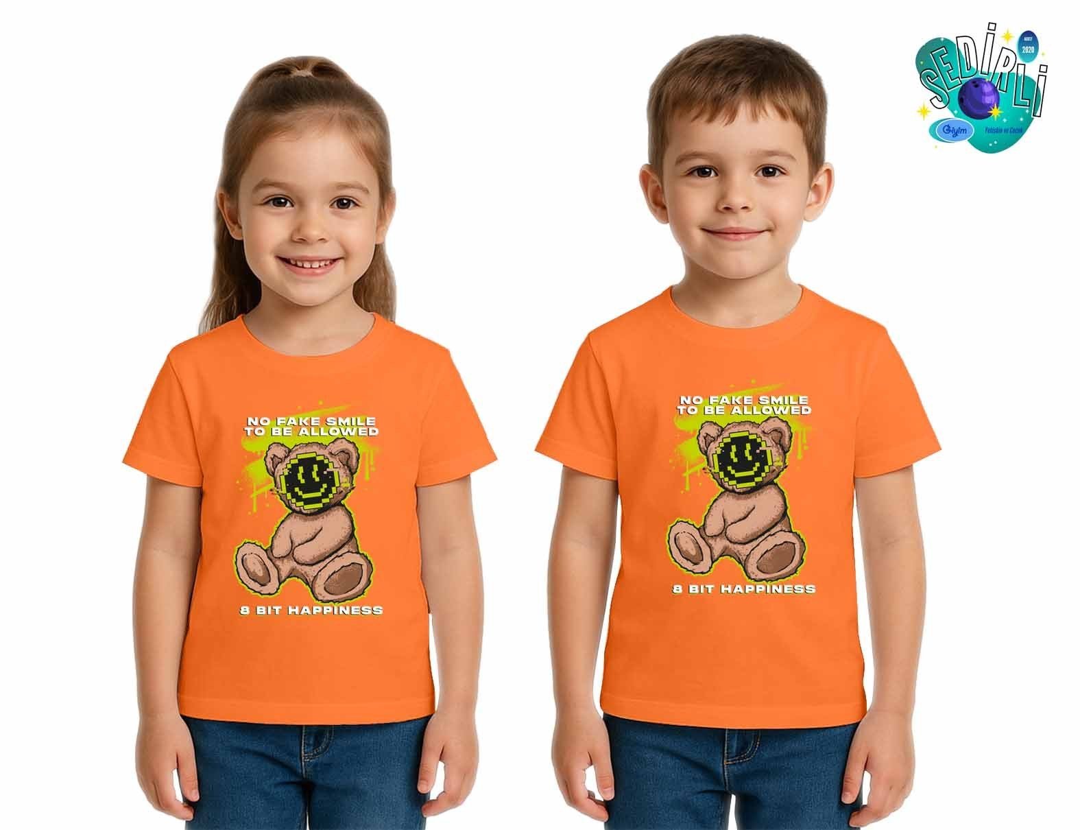 Unisex Ayıcık Bear Baskılı Çocuk Tişört pamuklu penye kumaş