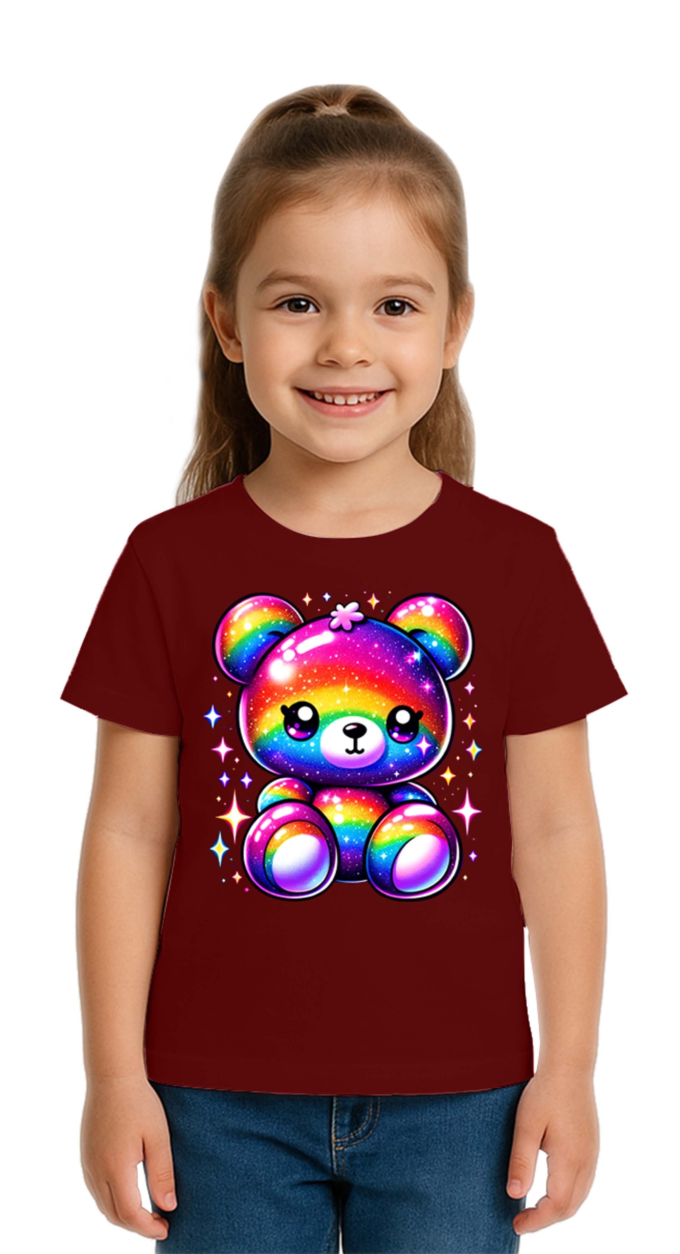 Unisex Ayıcık Bear Baskılı Çocuk Tişört pamuklu penye kumaş
