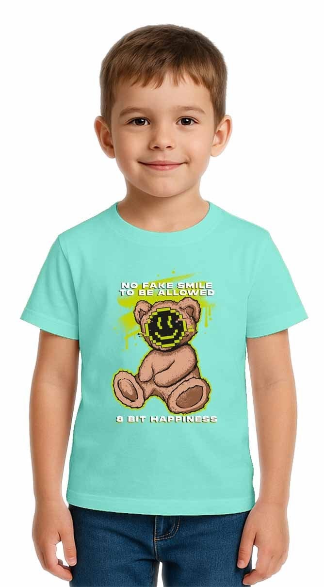 Unisex Ayıcık Bear Baskılı Çocuk Tişört pamuklu penye kumaş