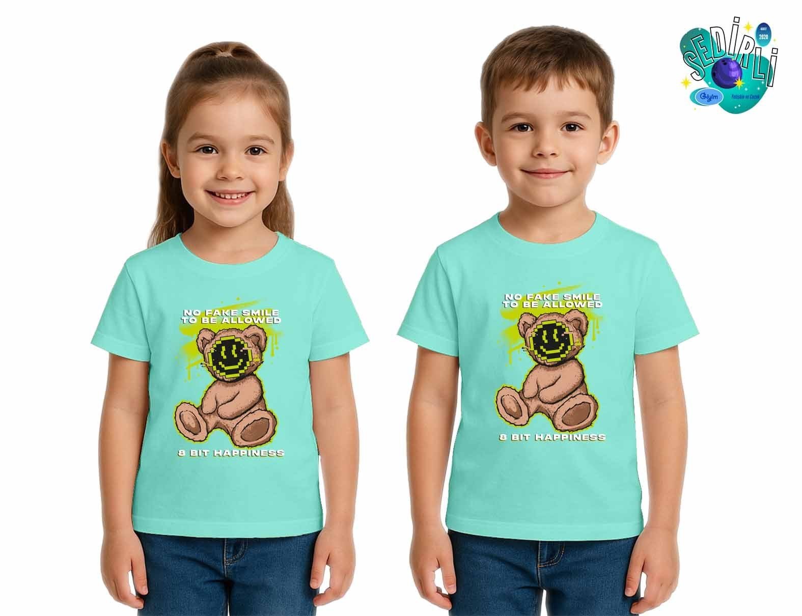 Unisex Ayıcık Bear Baskılı Çocuk Tişört pamuklu penye kumaş