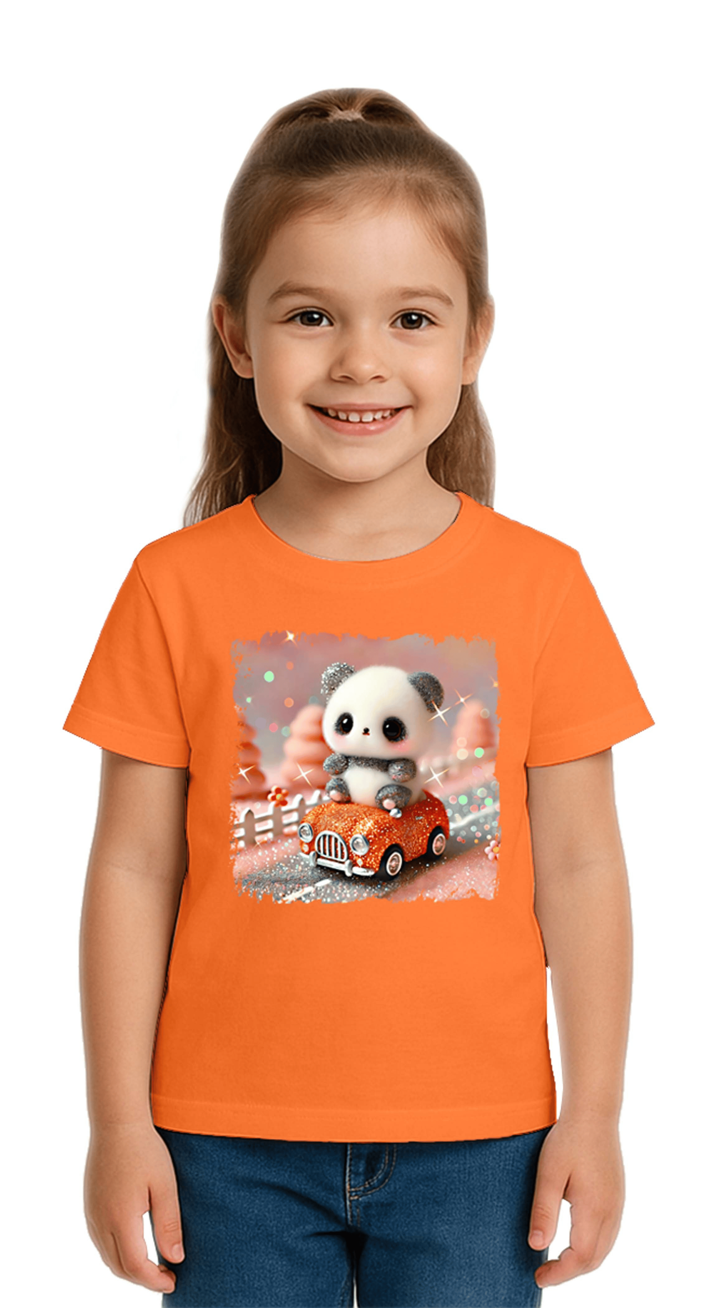 Unisex Ayıcık Panda baskılı Çocuk Tişört pamuklu penye kumaş