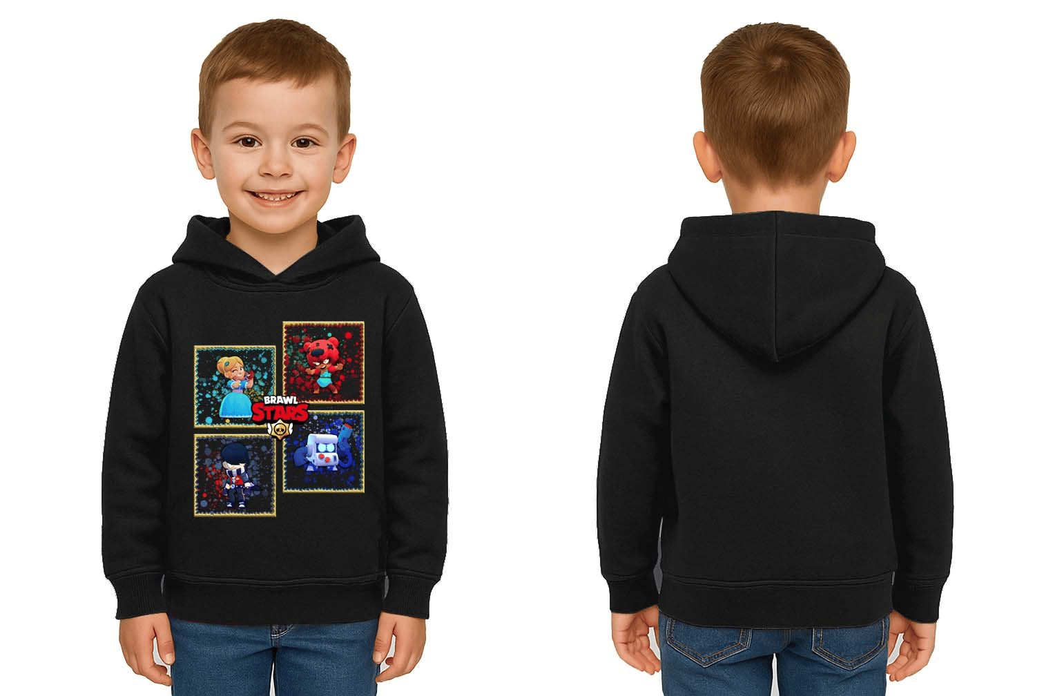 Unisex  Baskılı brawl stars Çocuk Swaetshirt Kapüşonlu 3 İplik Şardonlu