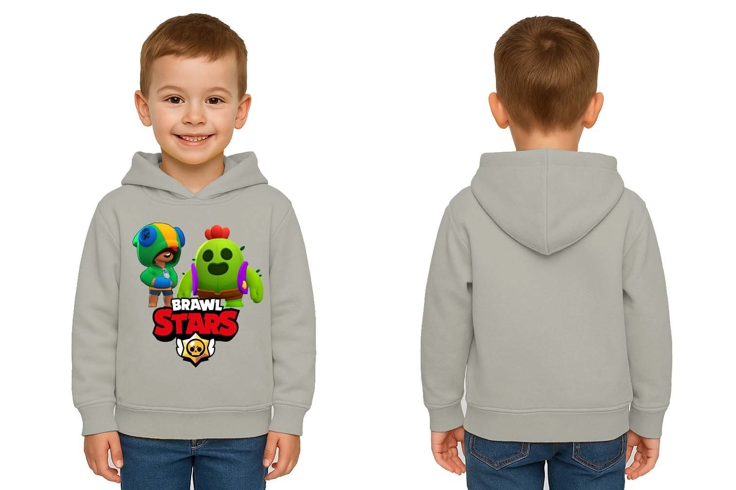 Unisex  Baskılı brawl stars Çocuk Swaetshirt Kapüşonlu 3 İplik Şardonlu