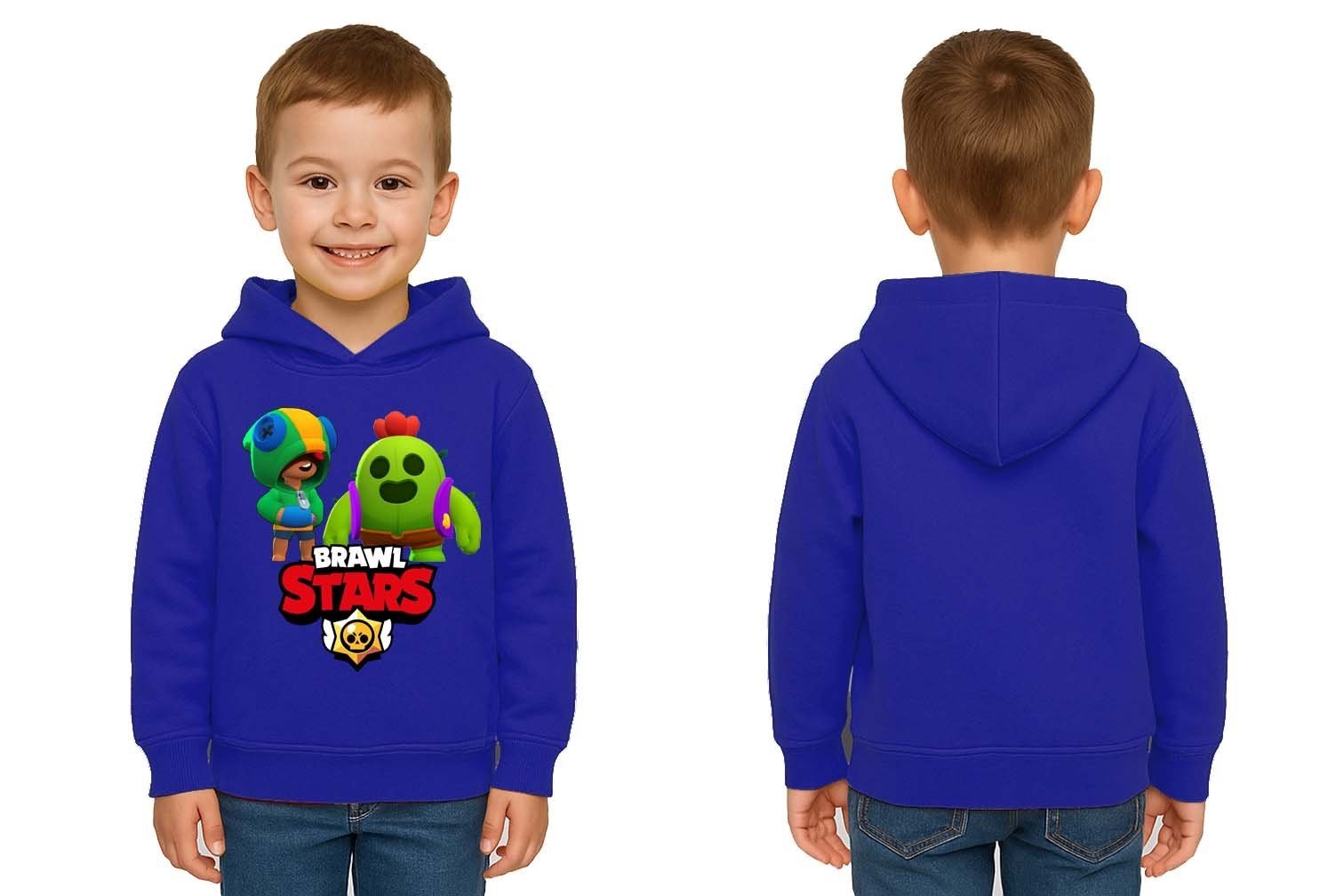 Unisex  Baskılı brawl stars Çocuk Swaetshirt Kapüşonlu 3 İplik Şardonlu